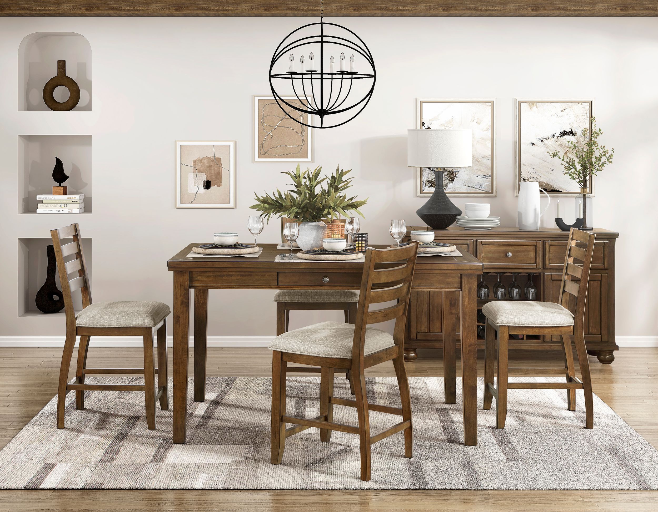 Tigard Wood/Fabric Counter Height Chair