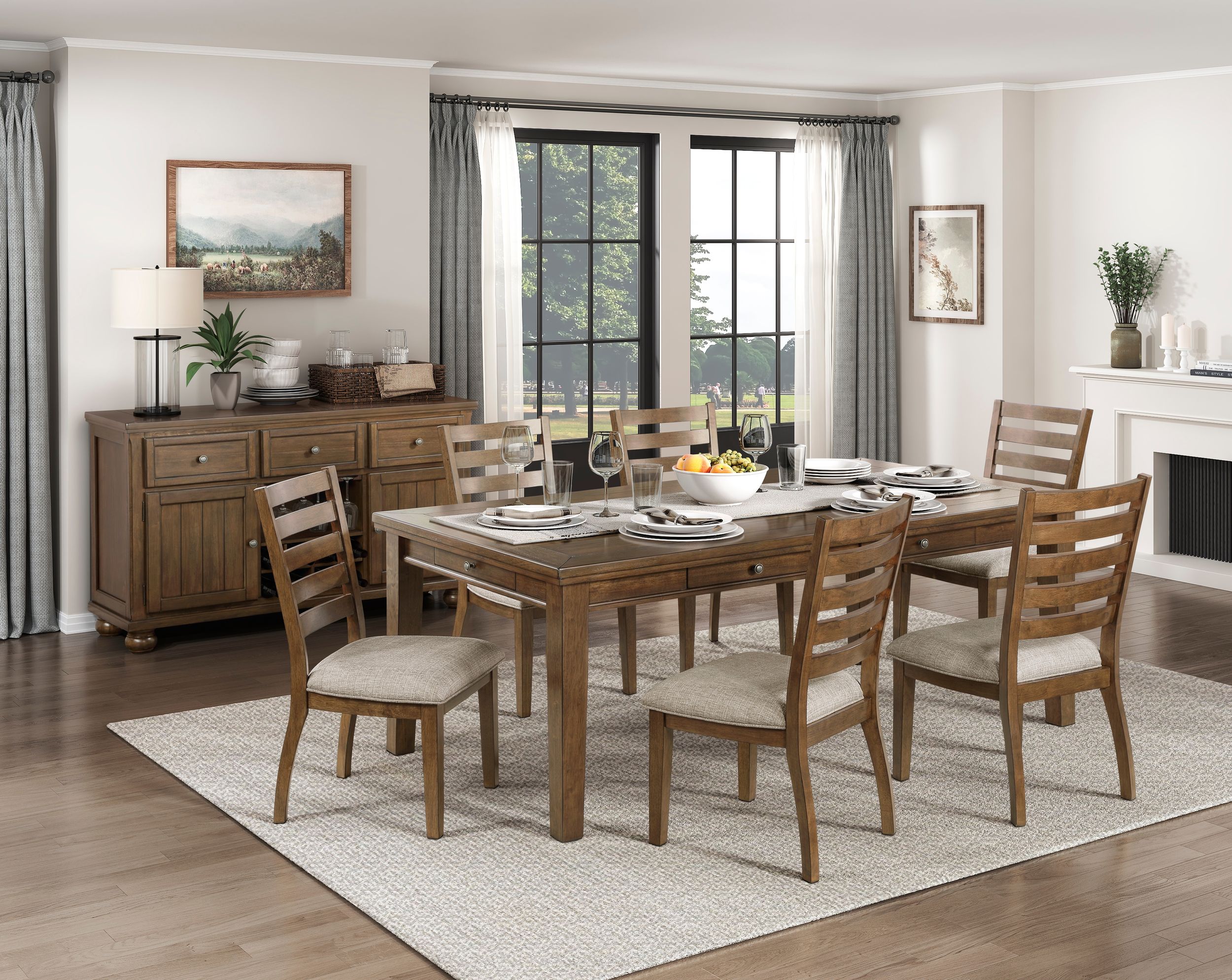 Tigard Wood Server with 2 Doors & 3 Drawers