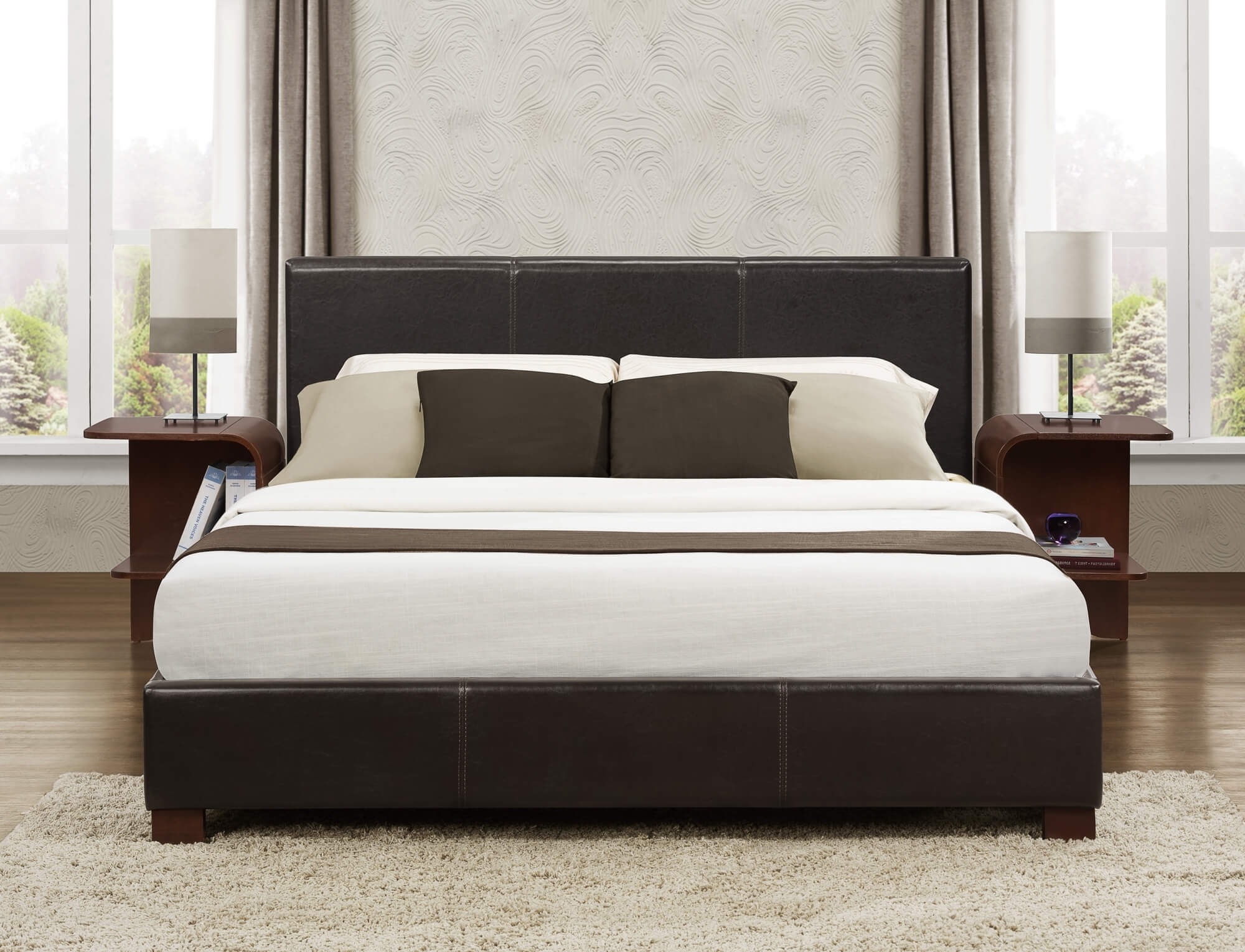 Zoey Leatherette Platform Bed, King Size