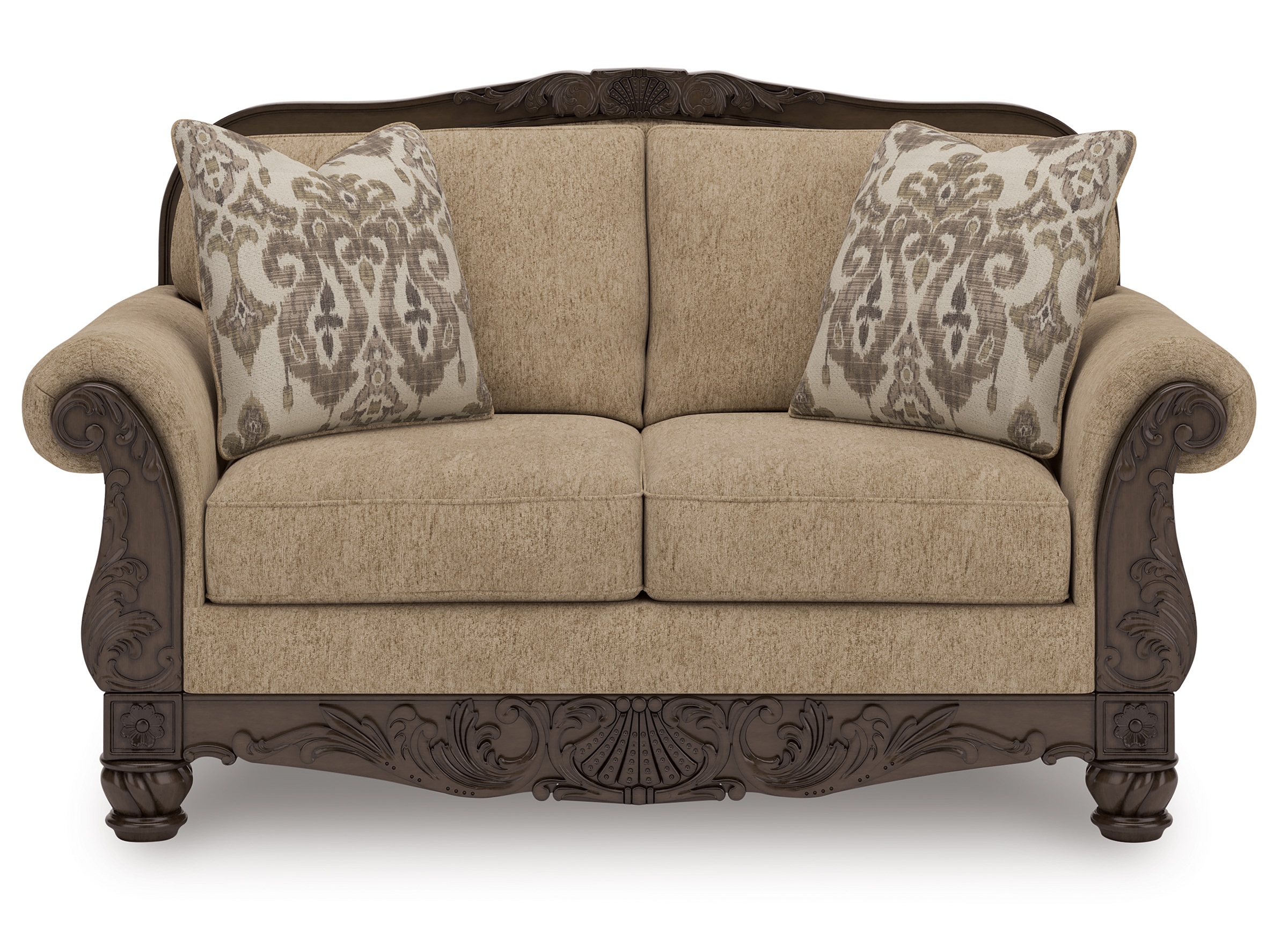 Chelsworth Golden Polyester Loveseat - Traditional Style