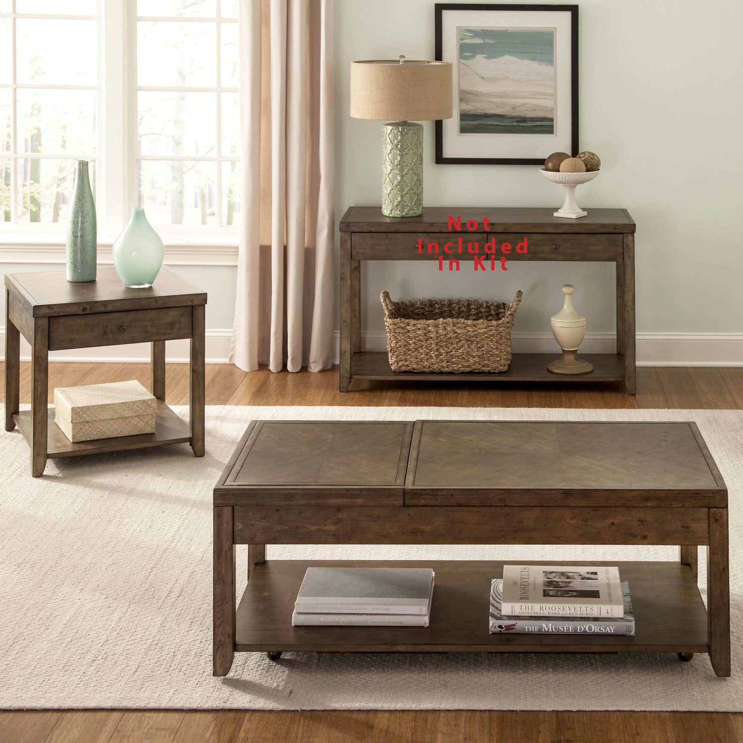 Mitchell Wood Storage Cocktail Table Set | 3-Piece | Cinnamon
