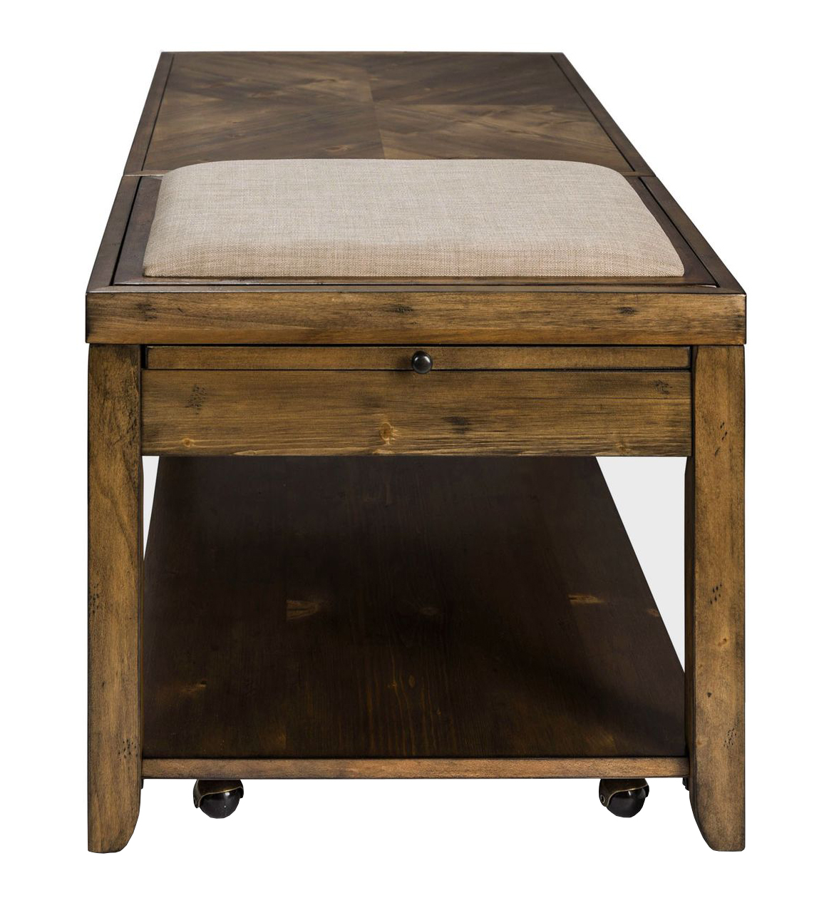 Mitchell Rectangular Wood Storage Cocktail Table w/Casters
