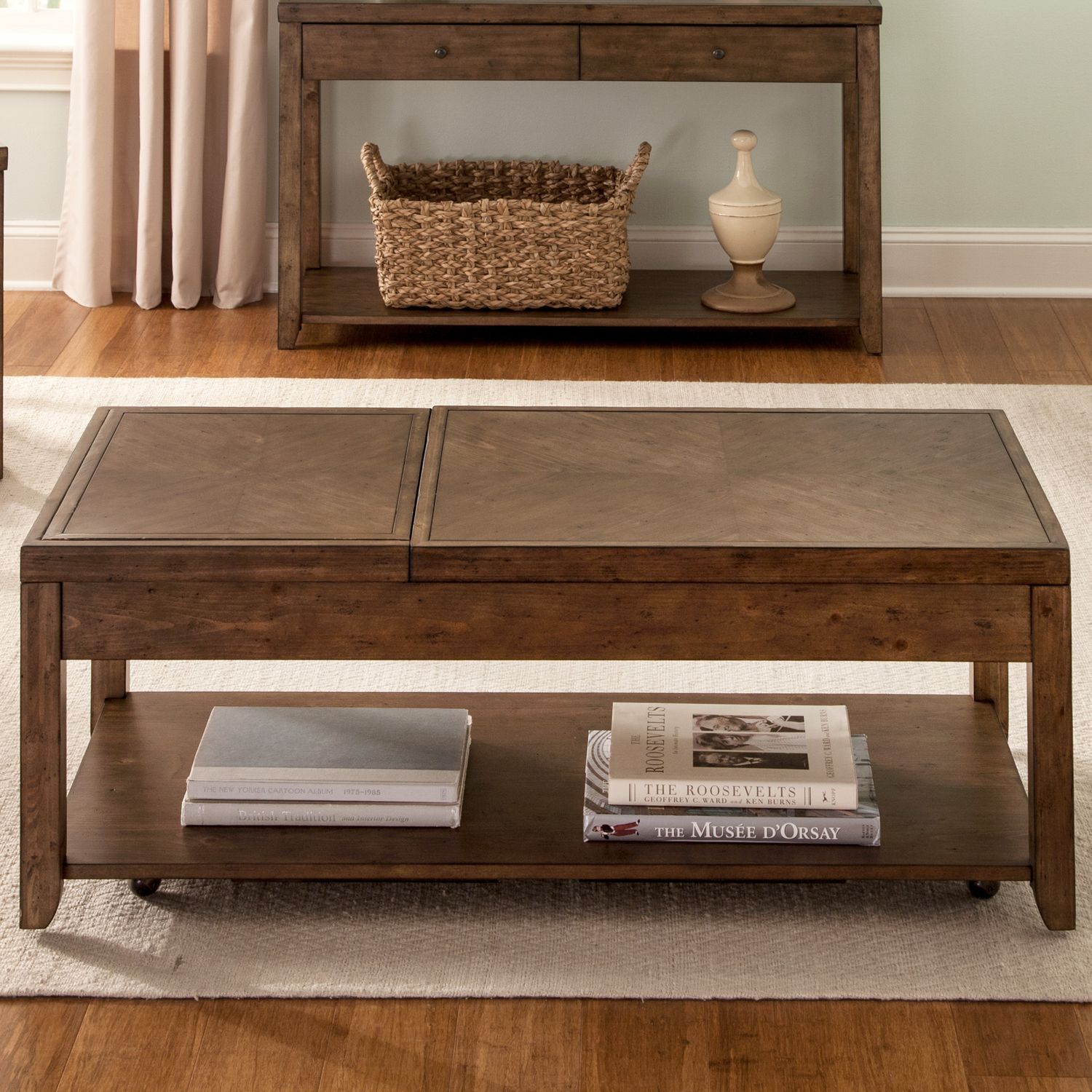 Mitchell Wood Storage Cocktail Table Set | 3-Piece | Cinnamon