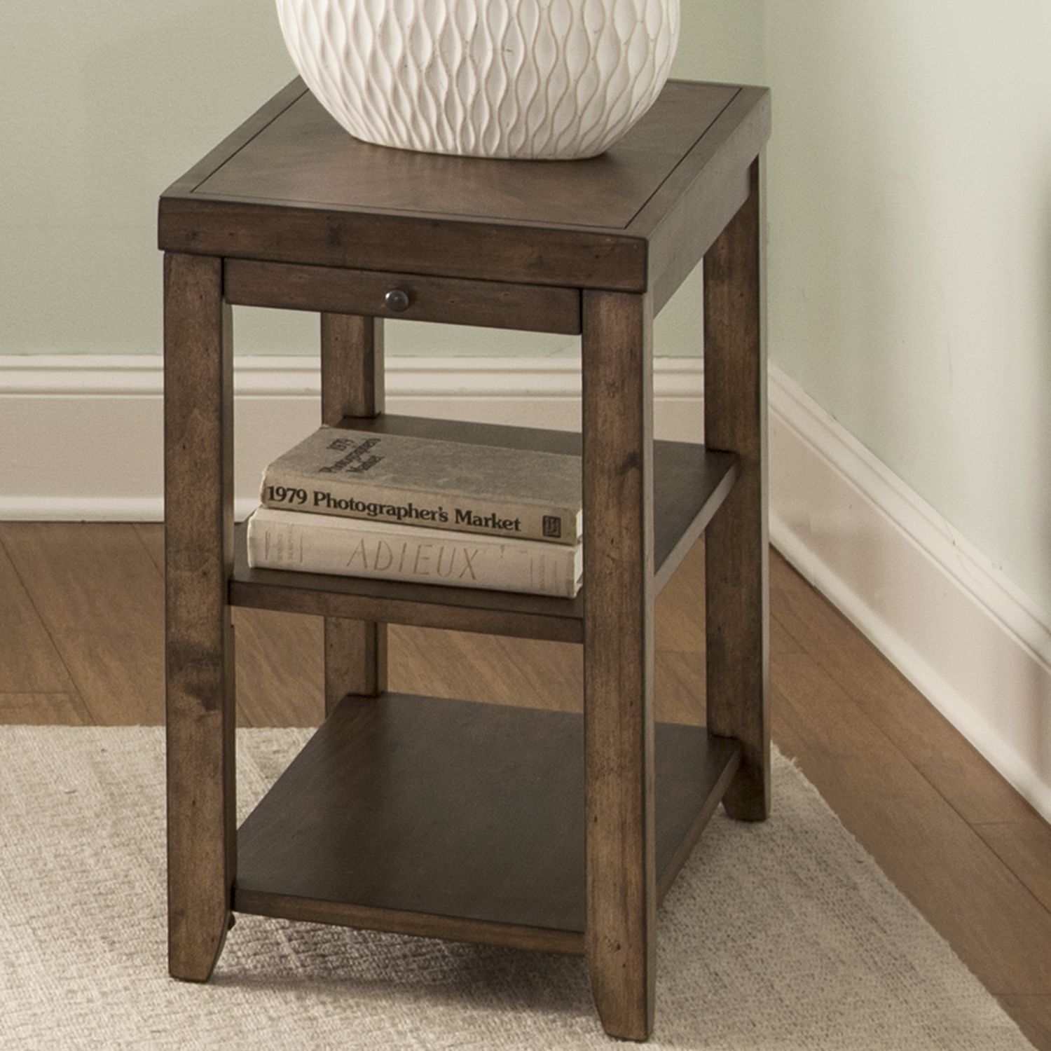 Mitchell Rectangular Wood Storage Chairside Table