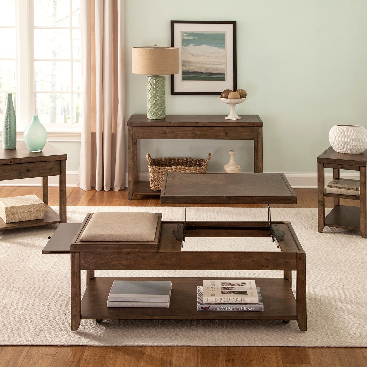 Mitchell Rectangular Wood 2-Drawer Sofa Table