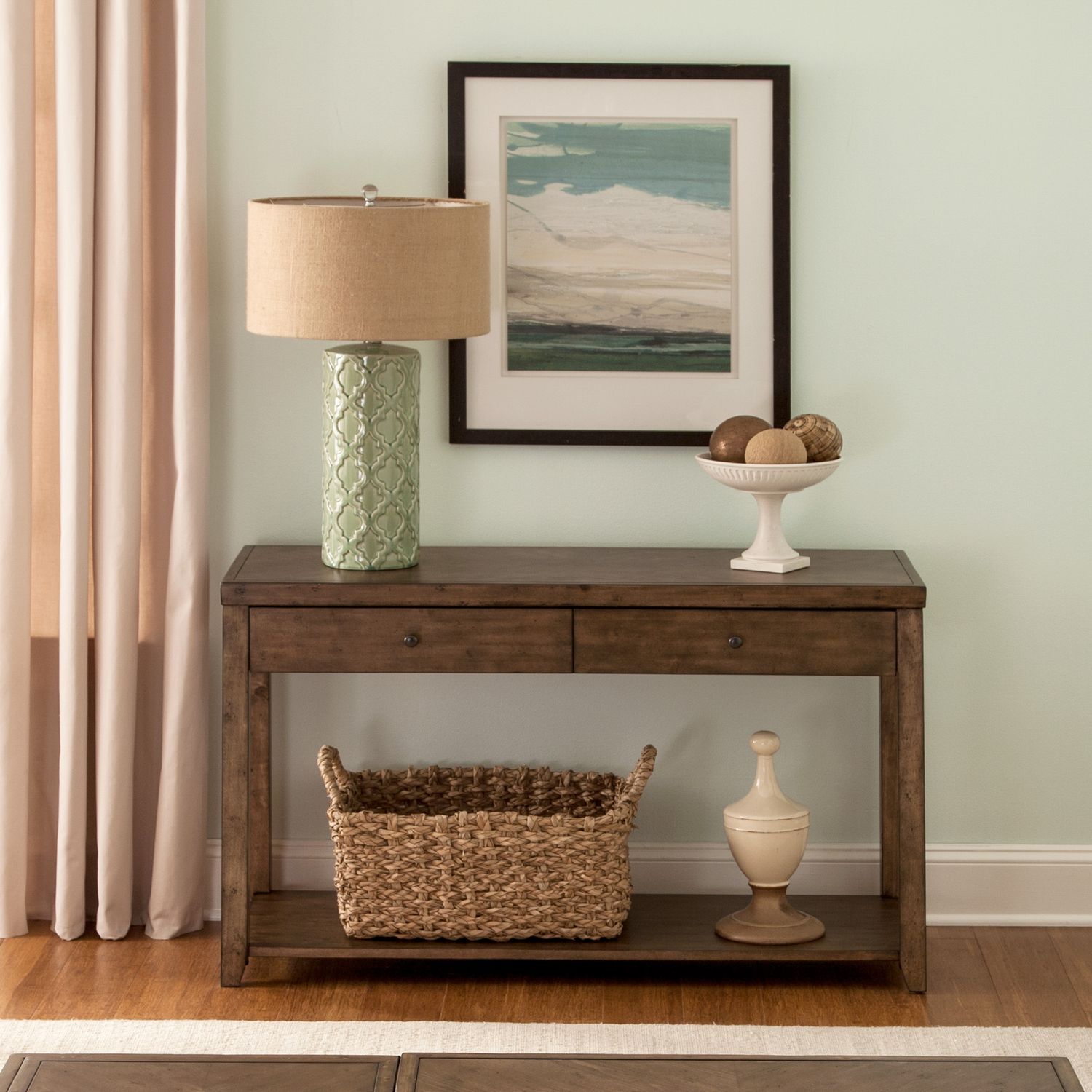 Mitchell Rectangular Wood 2-Drawer Sofa Table