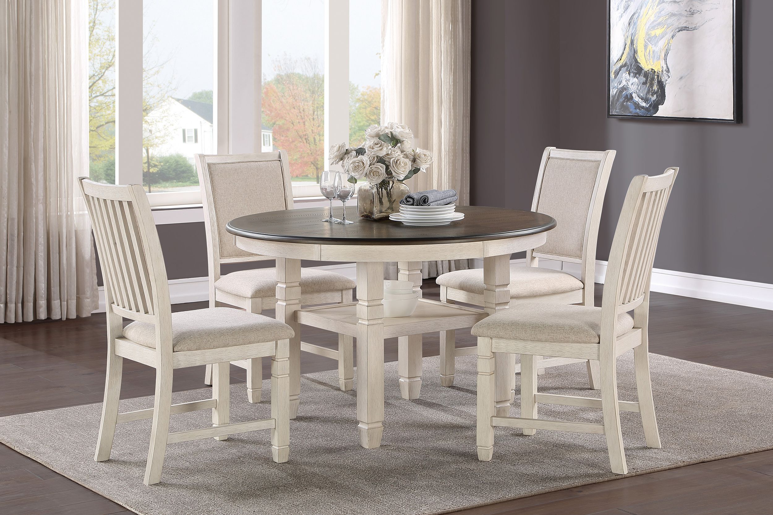Asher Round Wood Dining Room Set