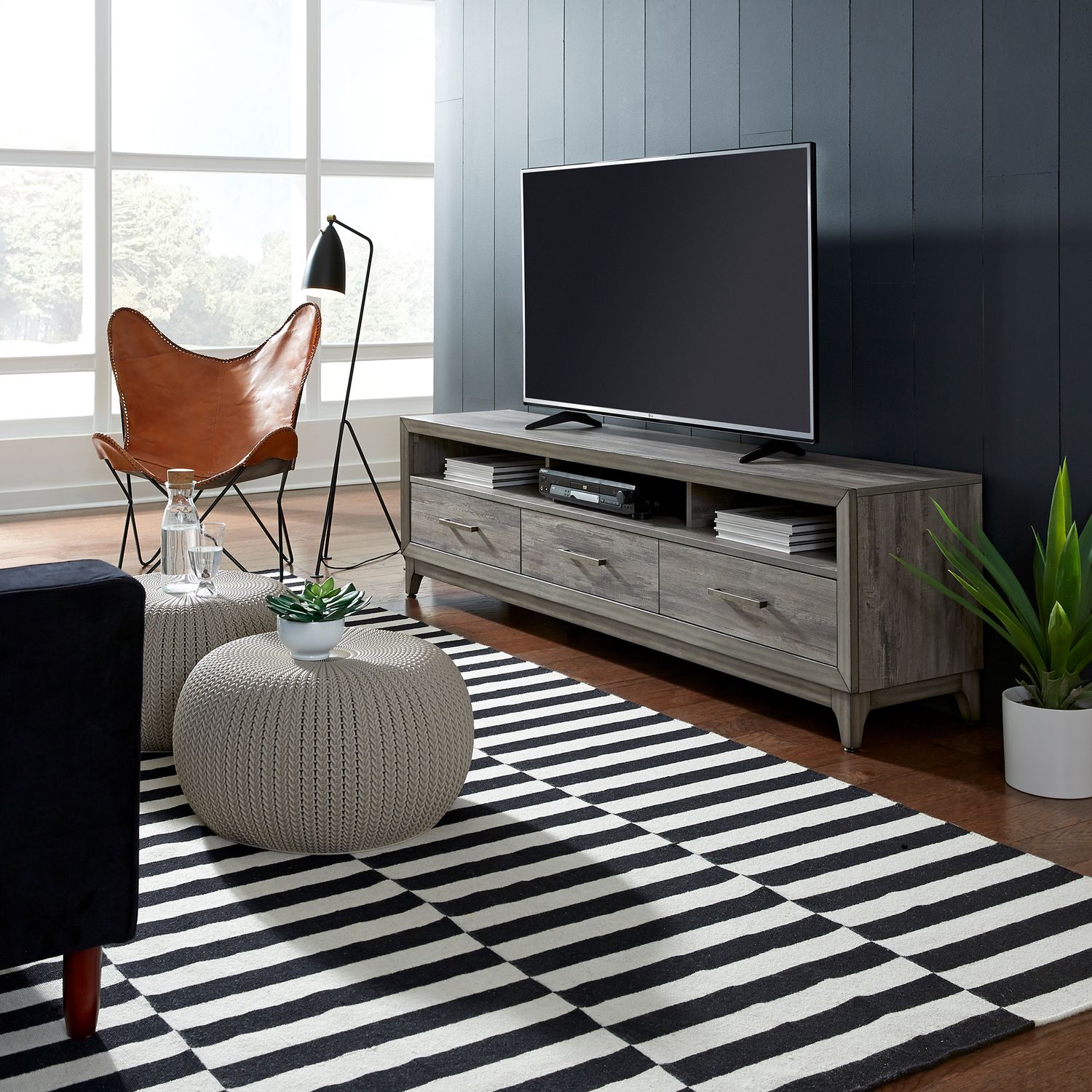 Mercury 76-inch Melamine/Wood 3-Drawer TV Console