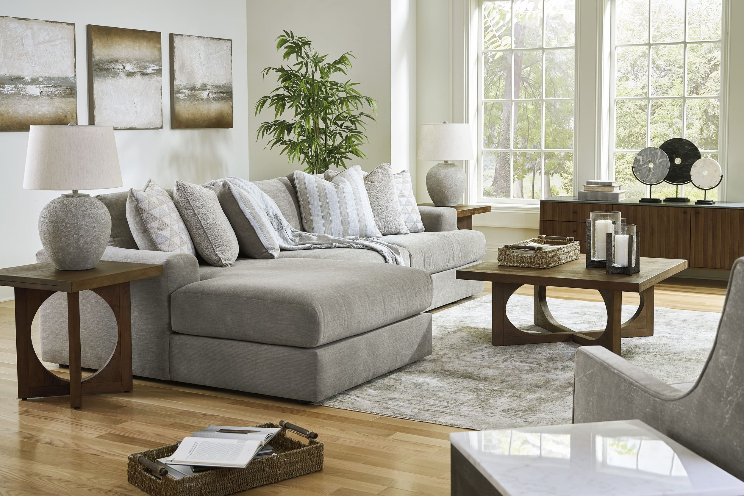 Avaliyah 3-Piece Polyester L-Shaped Modular Sectional Sofa w/Left Arm Chaise Facing
