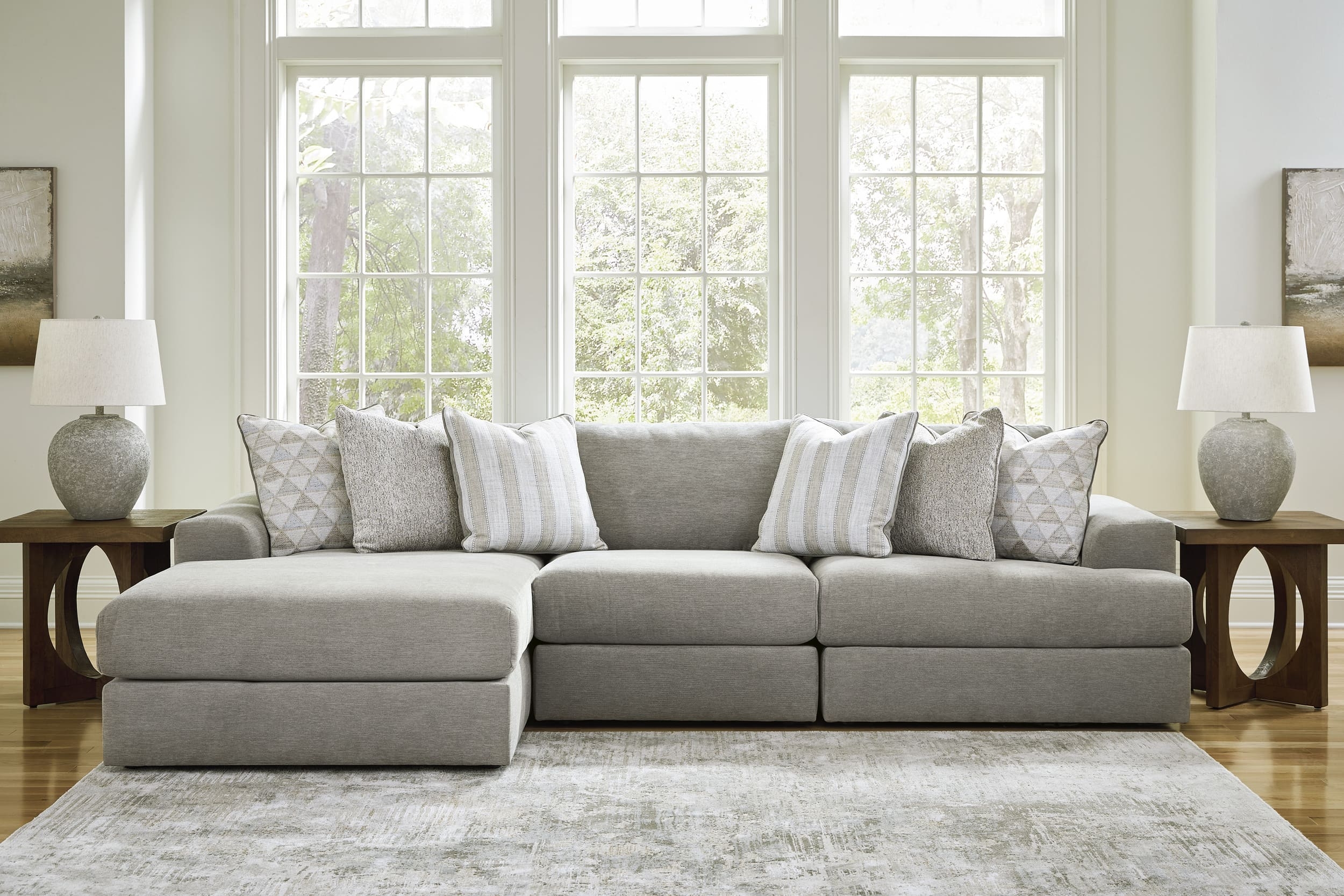 Avaliyah 3-Piece Polyester L-Shaped Modular Sectional Sofa w/Left Arm Chaise Facing