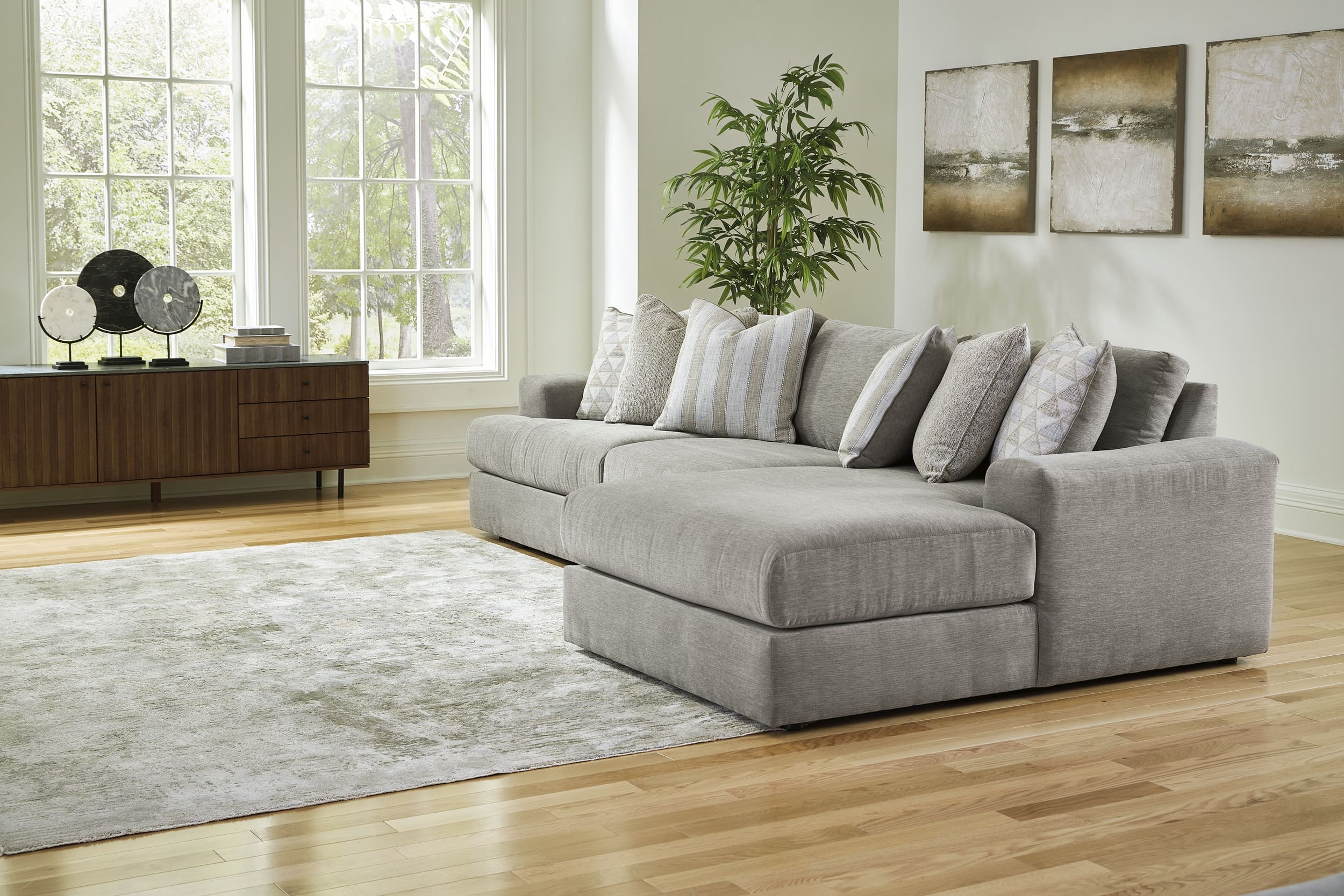 Avaliyah 3-Piece Polyester L-Shaped Modular Sectional Sofa w/Right Arm Chaise Facing