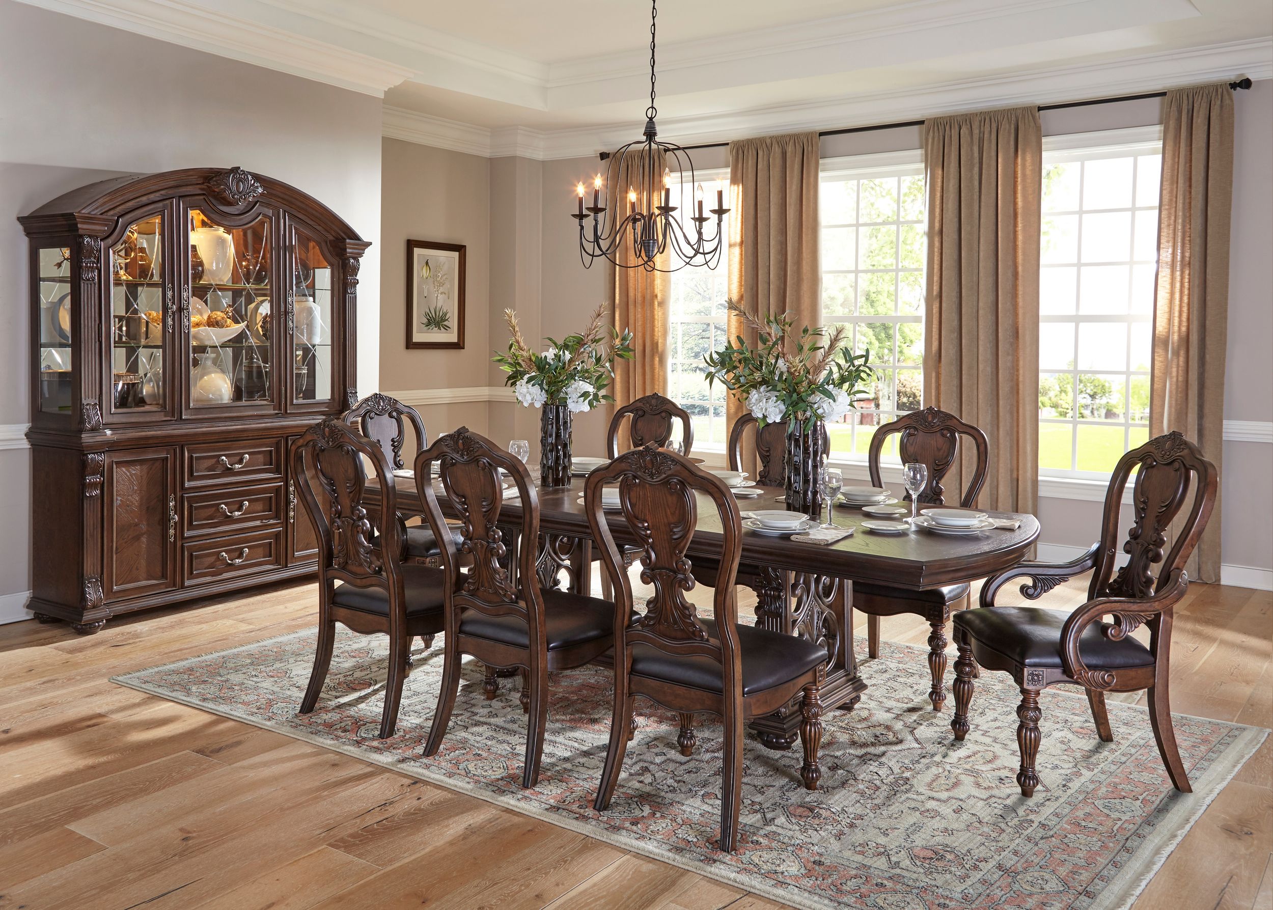 Bergen Wood Server with 2 Drawers & 3 Doors