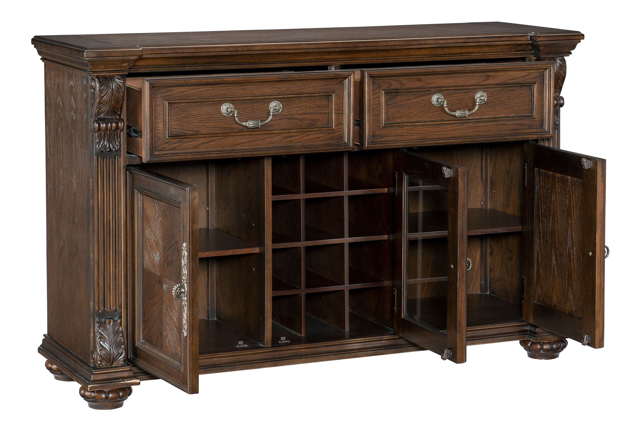 Bergen Wood Server with 2 Drawers & 3 Doors