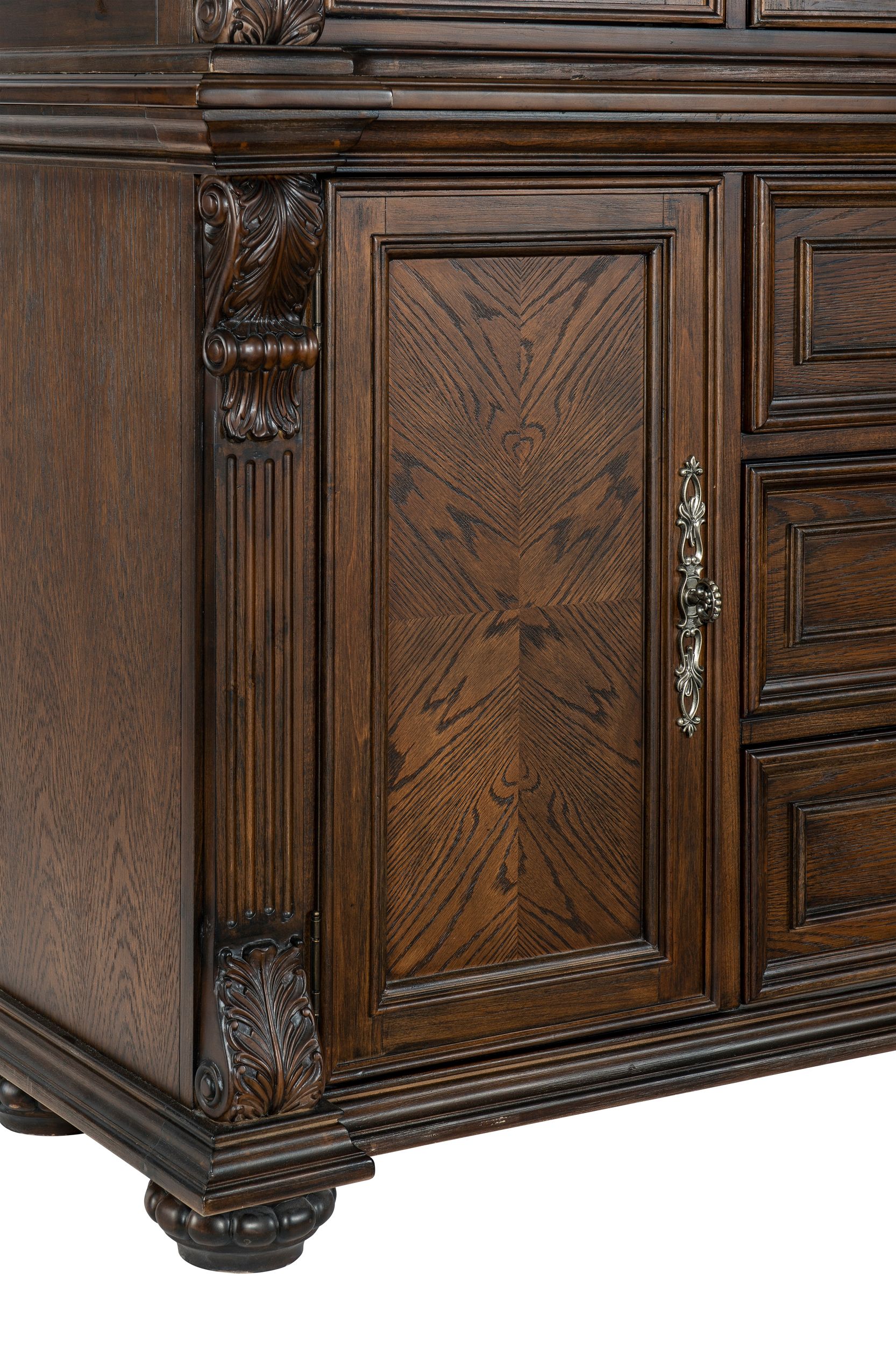 Bergen Wood/Glass Buffet & Hutch with 5 Doors & 3 Drawers