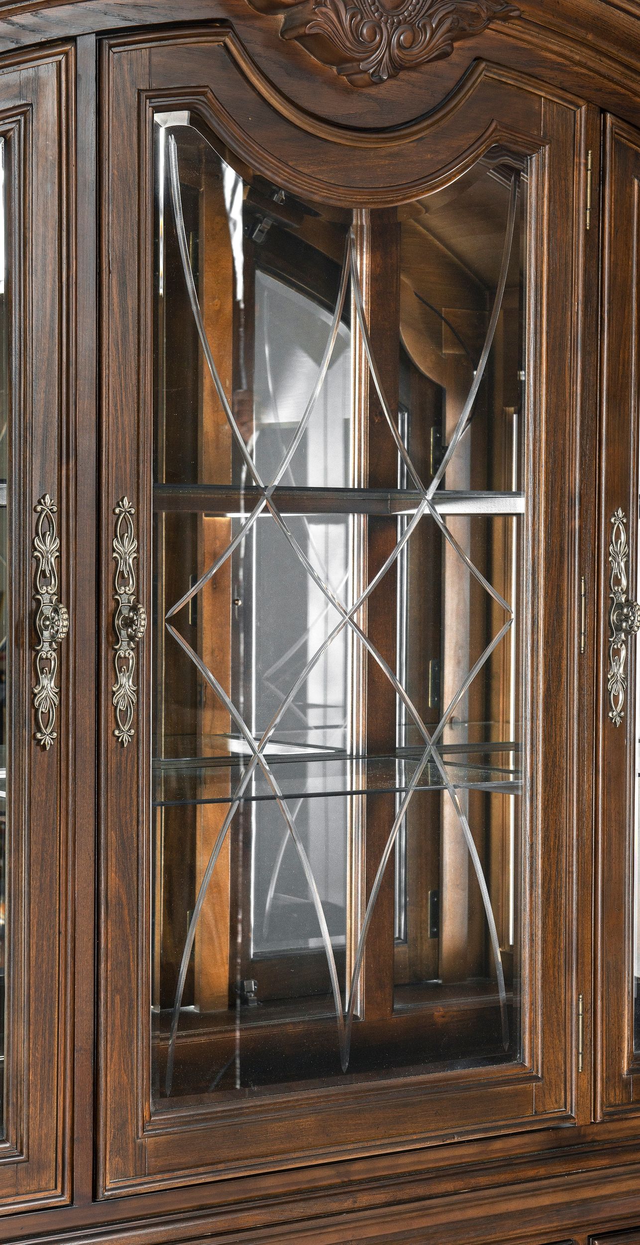Bergen Wood/Glass Buffet & Hutch with 5 Doors & 3 Drawers