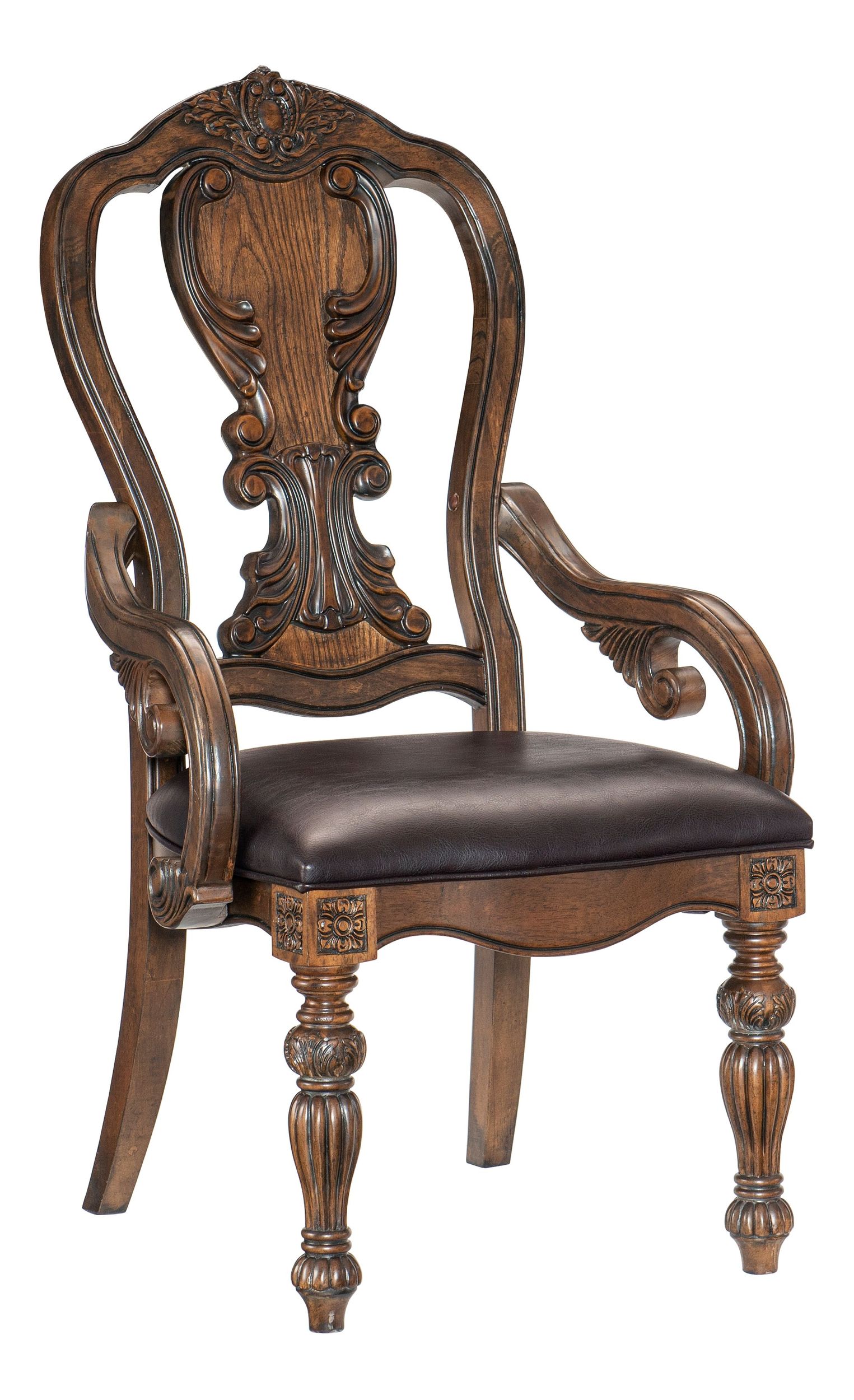 Bergen Faux Leather/Wood Arm Chair