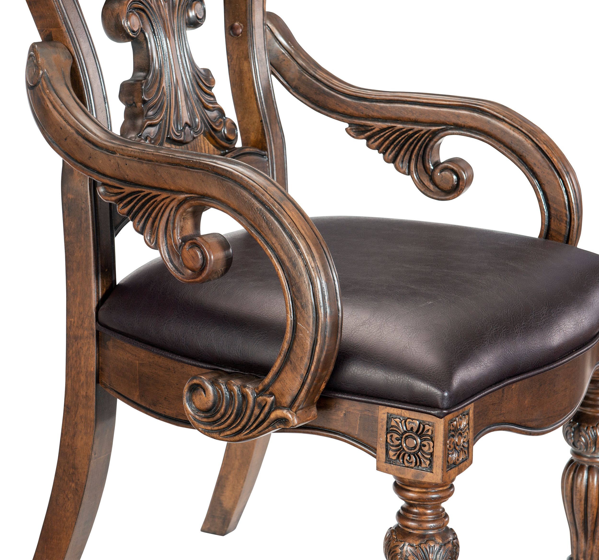 Bergen Faux Leather/Wood Arm Chair