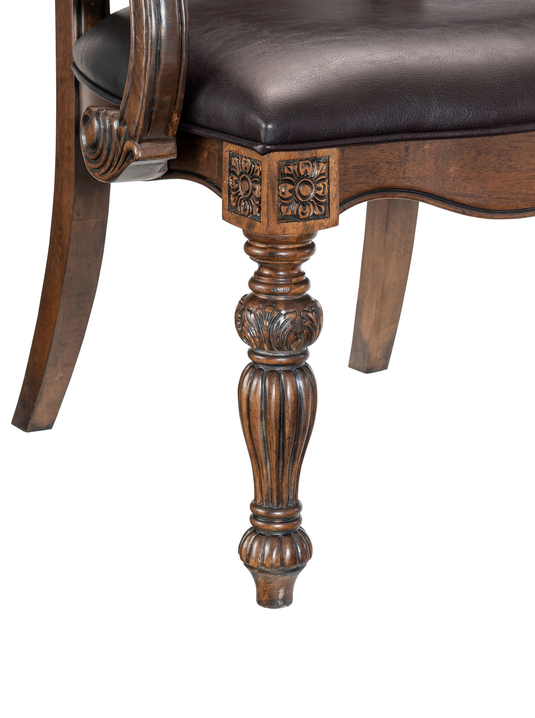 Bergen Faux Leather/Wood Arm Chair