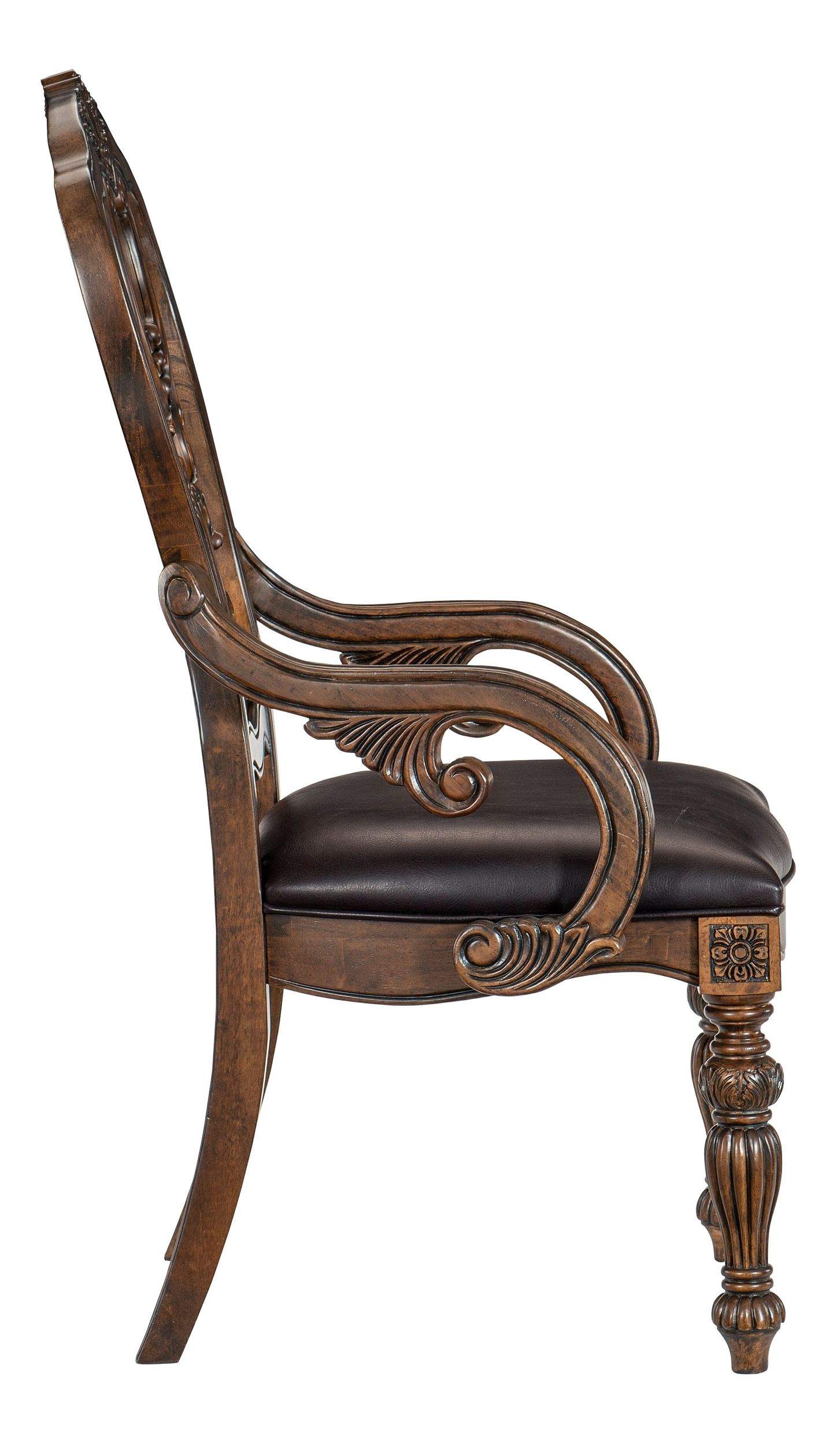 Bergen Faux Leather/Wood Arm Chair