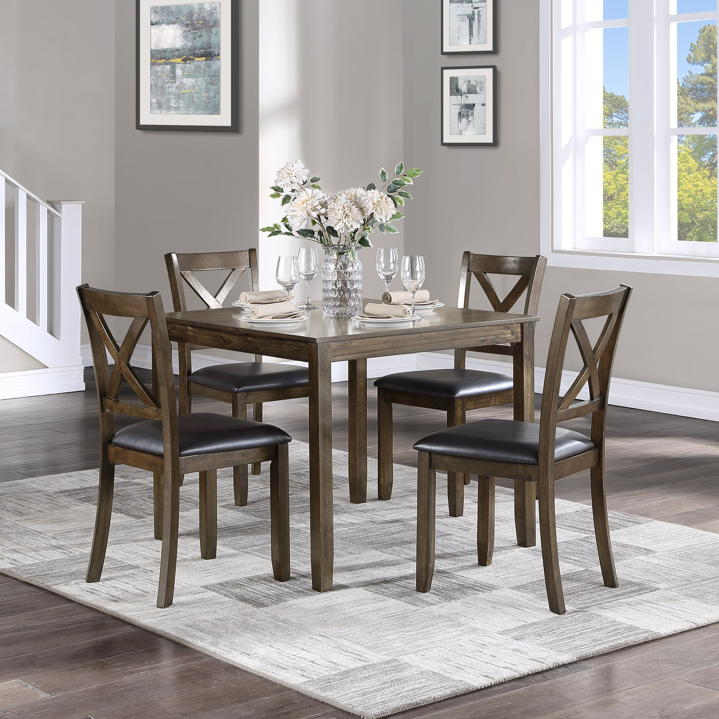Hazel Wood 5-Piece Pack Dinette Set