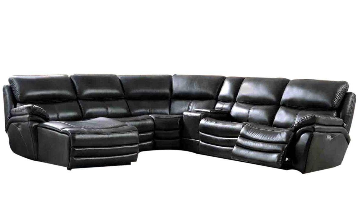 2711 Leather Sectional with 3 Electric Recliners, Left Hand Facing