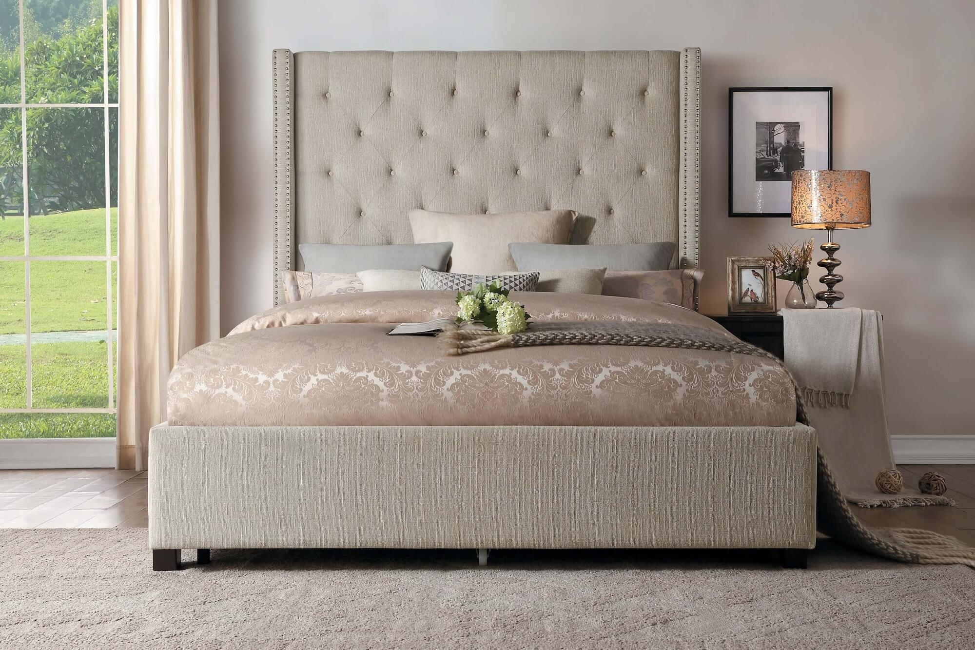 Fairborn Fabric Button-Tufted Platform Bed