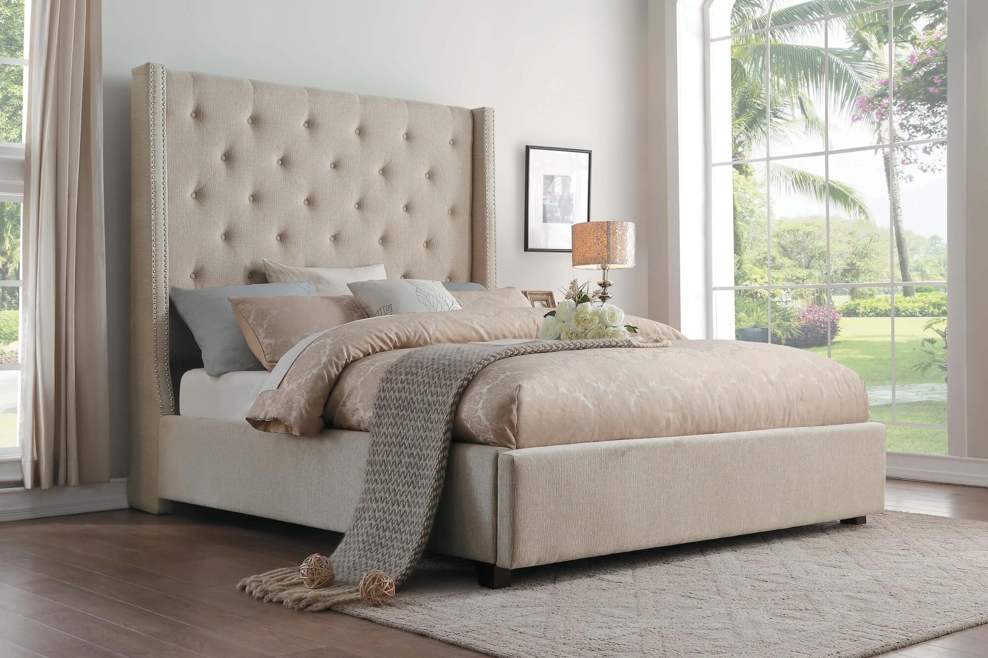 Fairborn Fabric Button-Tufted Platform Bed, King Size