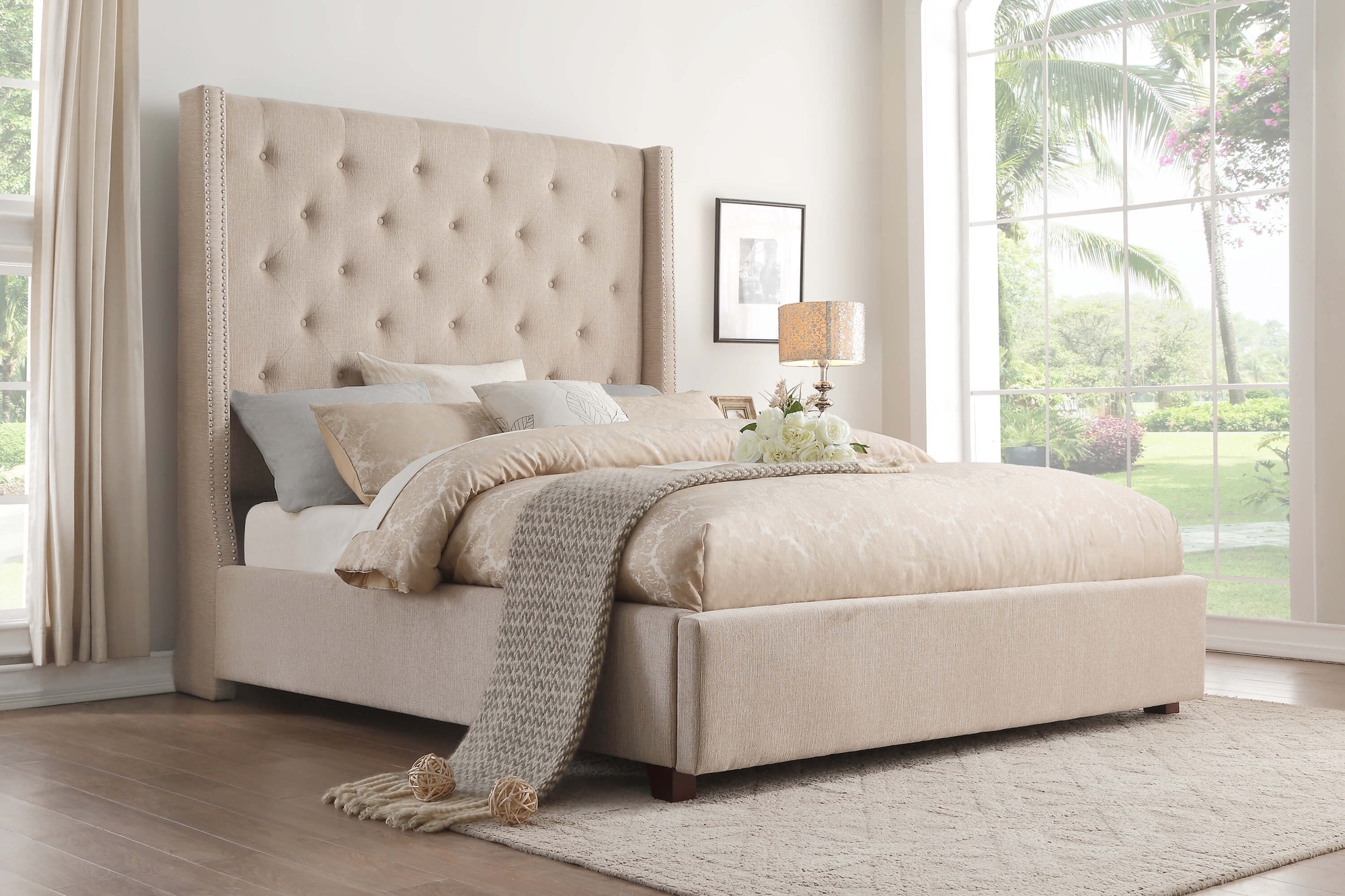 Fairborn Fabric Button-Tufted Storage Platform Bed, Full Size