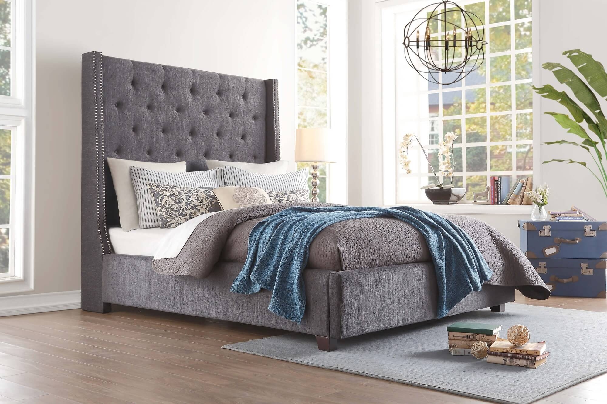 Fairborn Fabric Button-Tufted Platform Bed, Full Size