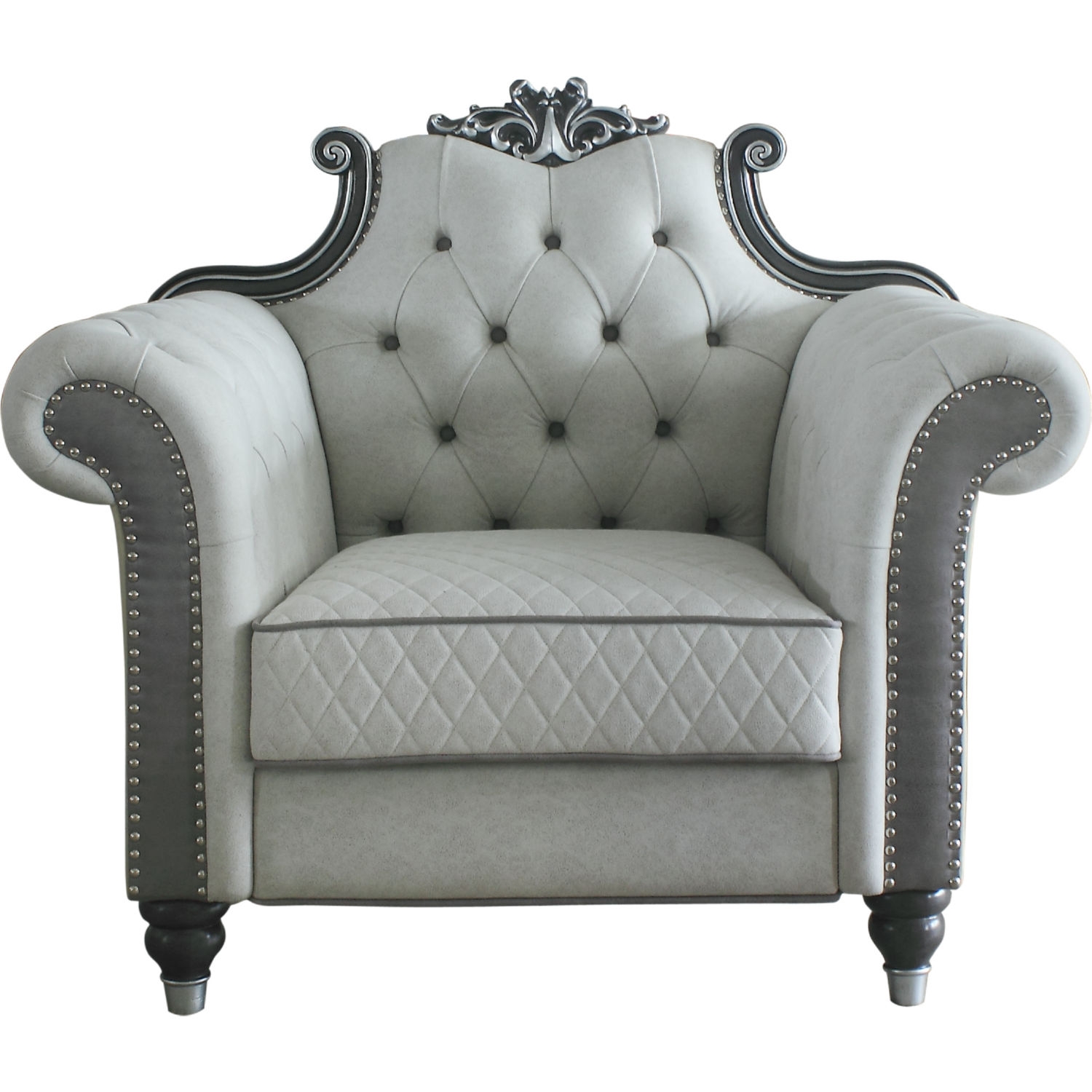 House Delphine Fabric/Leatherette Tufted Chair