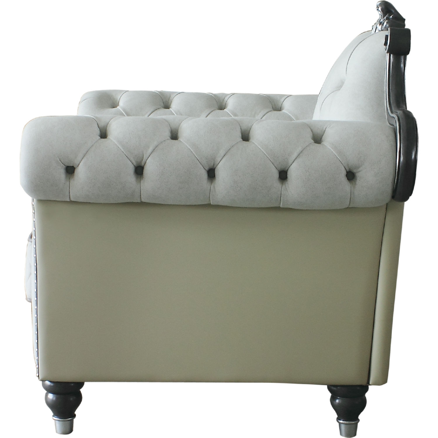 House Delphine Fabric/Leatherette Tufted Chair