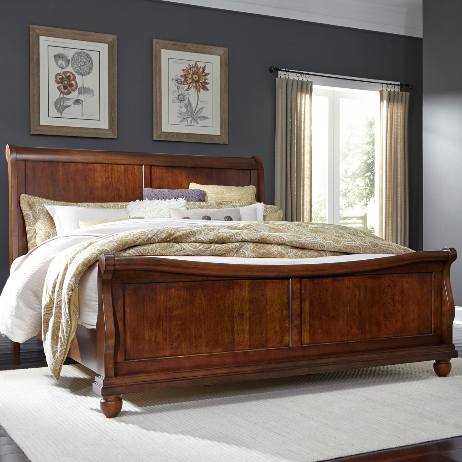 Rustic Traditions Bedroom Set | Wood Sleigh Bed | Liberty
