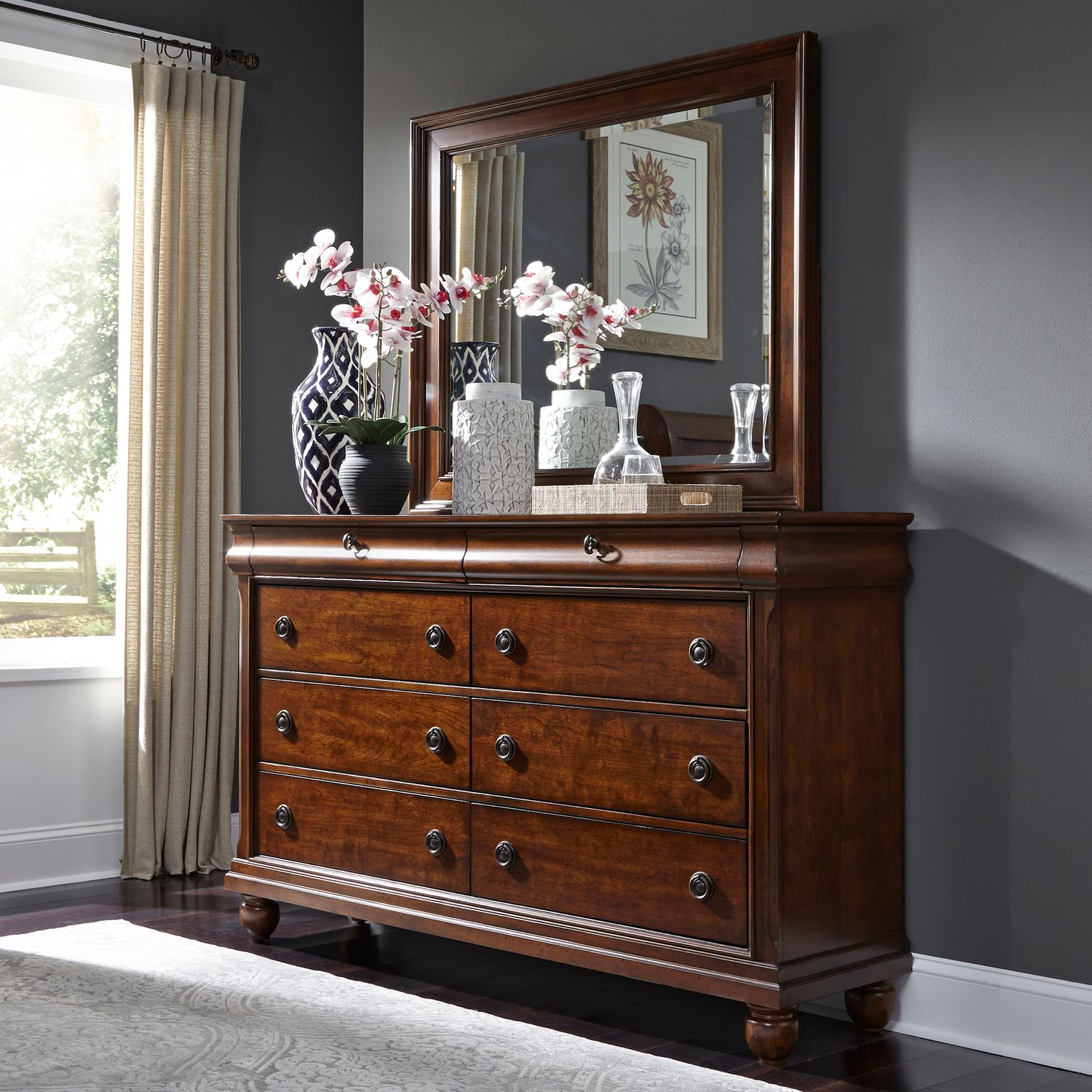 Rustic Traditions Wood 8-Drawer Double Dresser