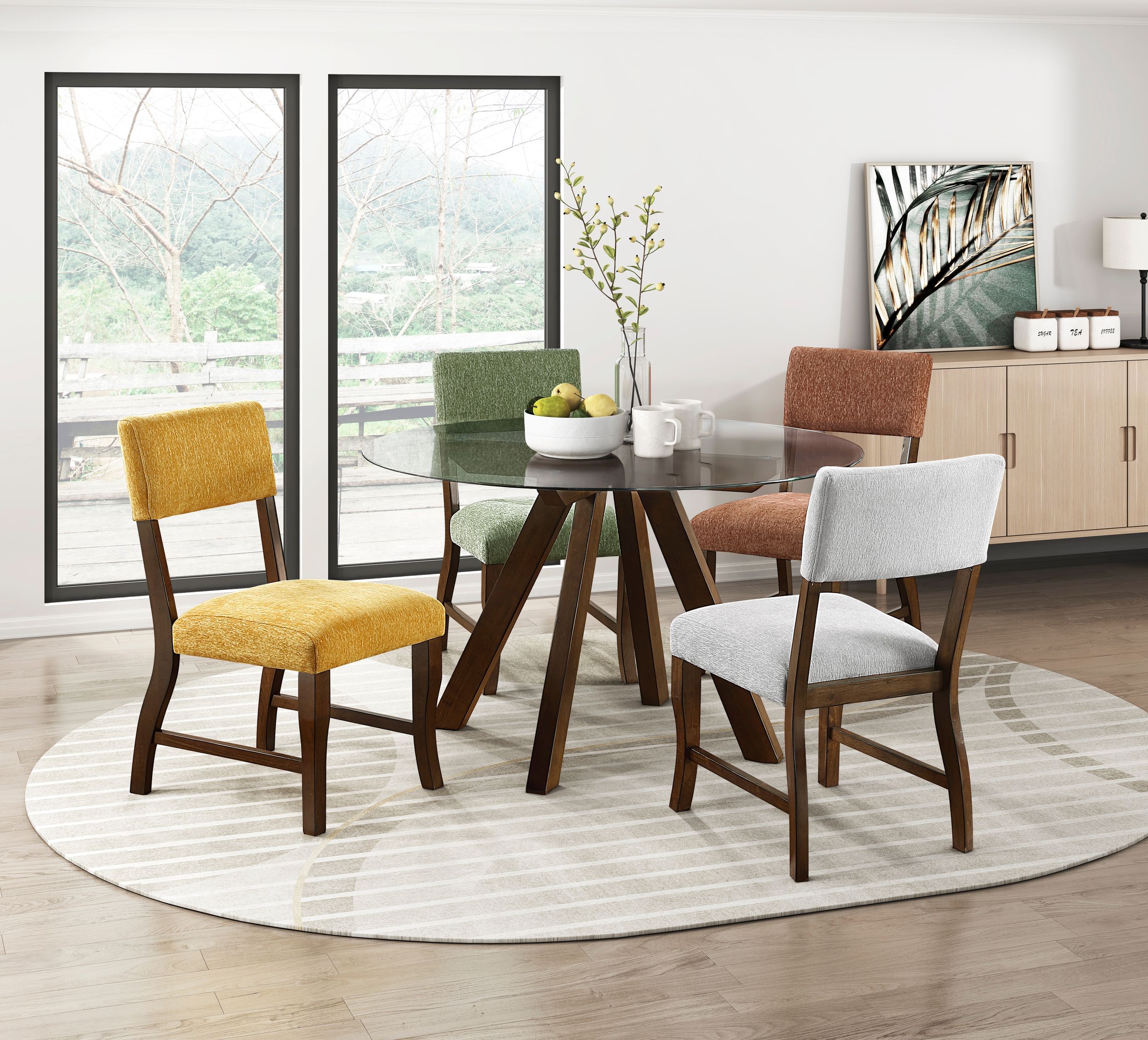 Aiden Round Glass/Wood Dining Table