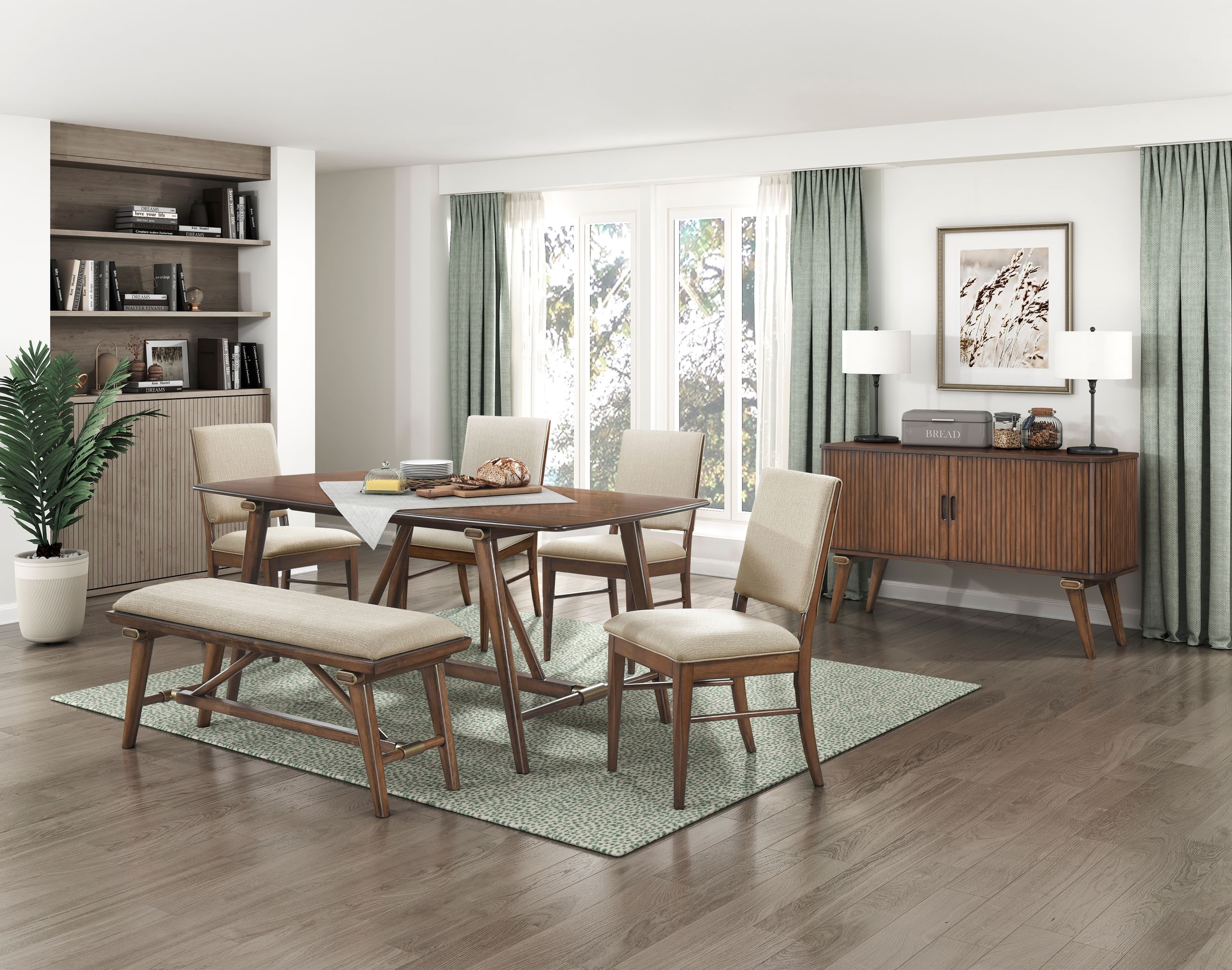 Monroe Wood/Fabric Dining Bench