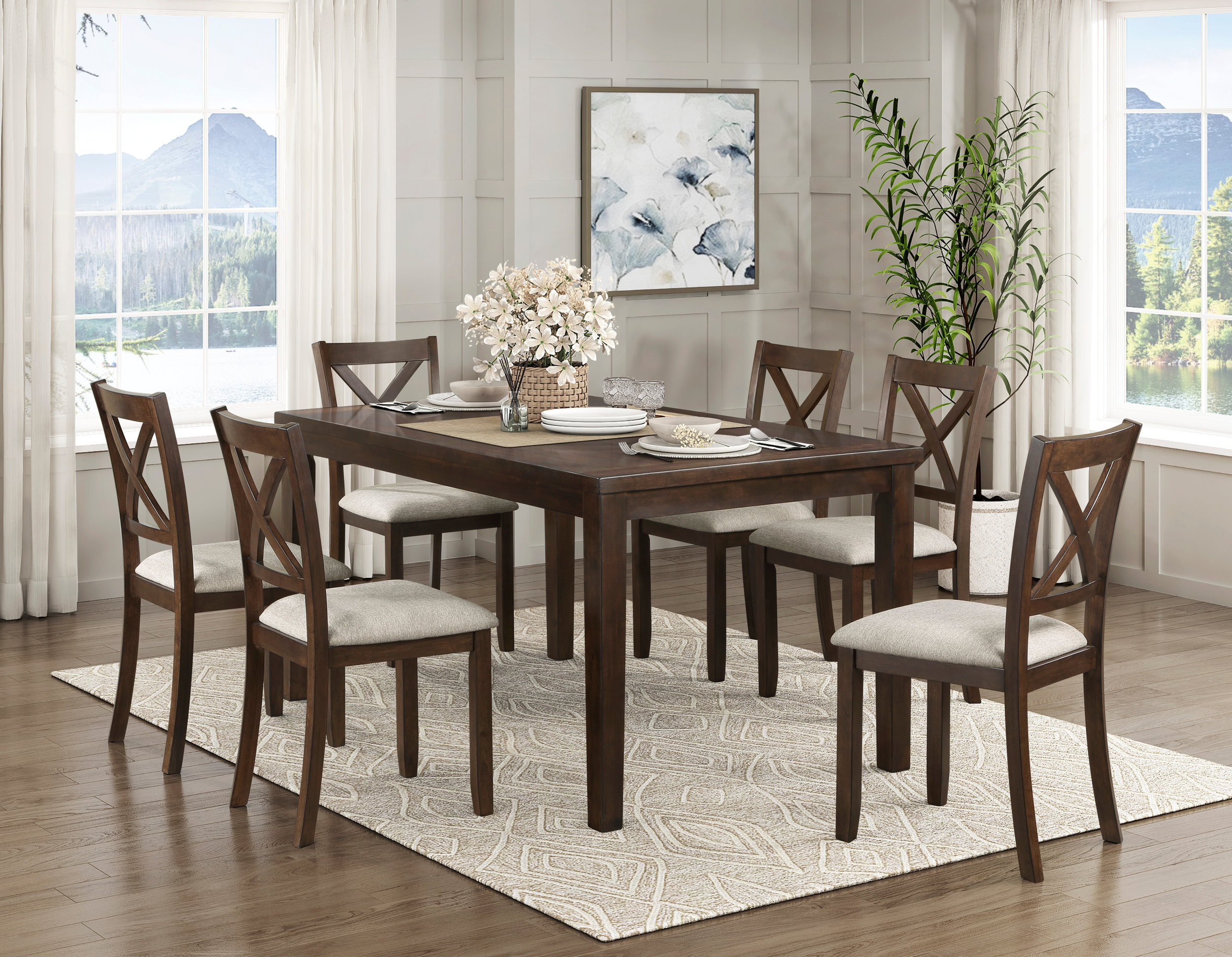 Challis Wood 7-Piece Pack Dinette Set