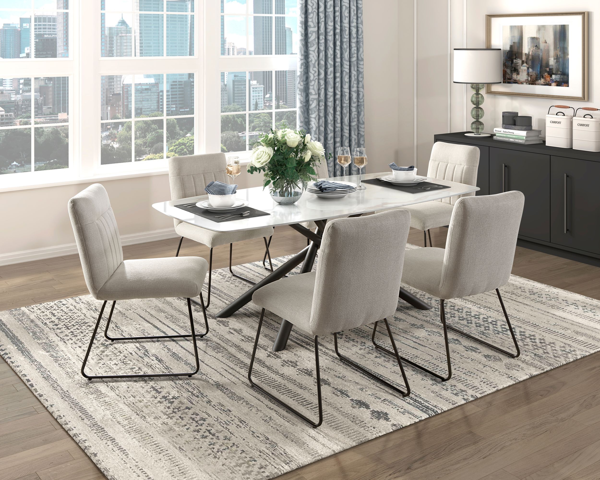 Benito Rectangular Glass/Metal Dining Table