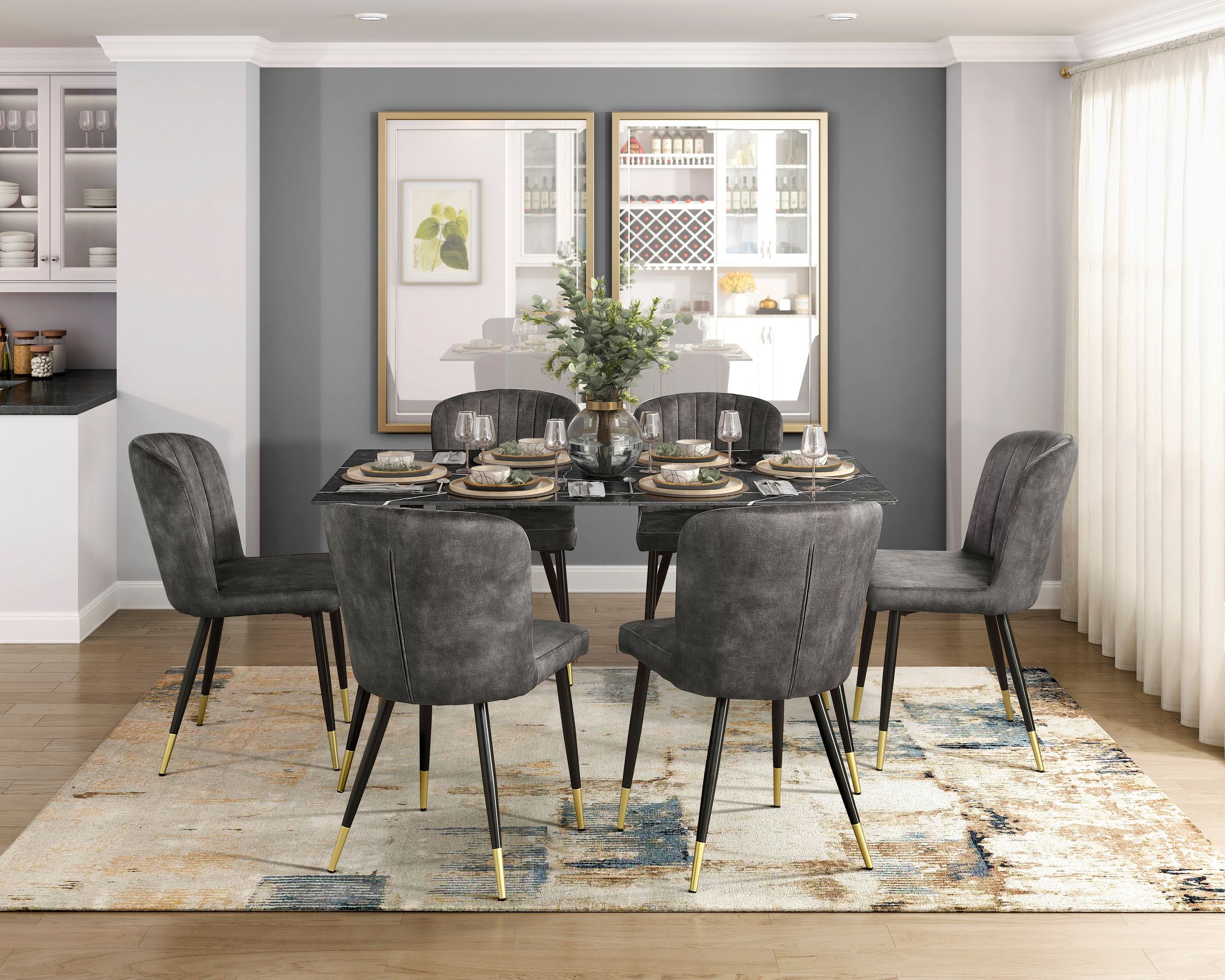 Clemente Rectangular Glass/Metal Dining Table