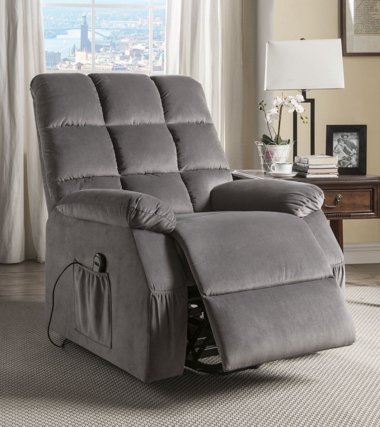 Ipompea Velvet Power Recliner Chair w/Lift & Massage