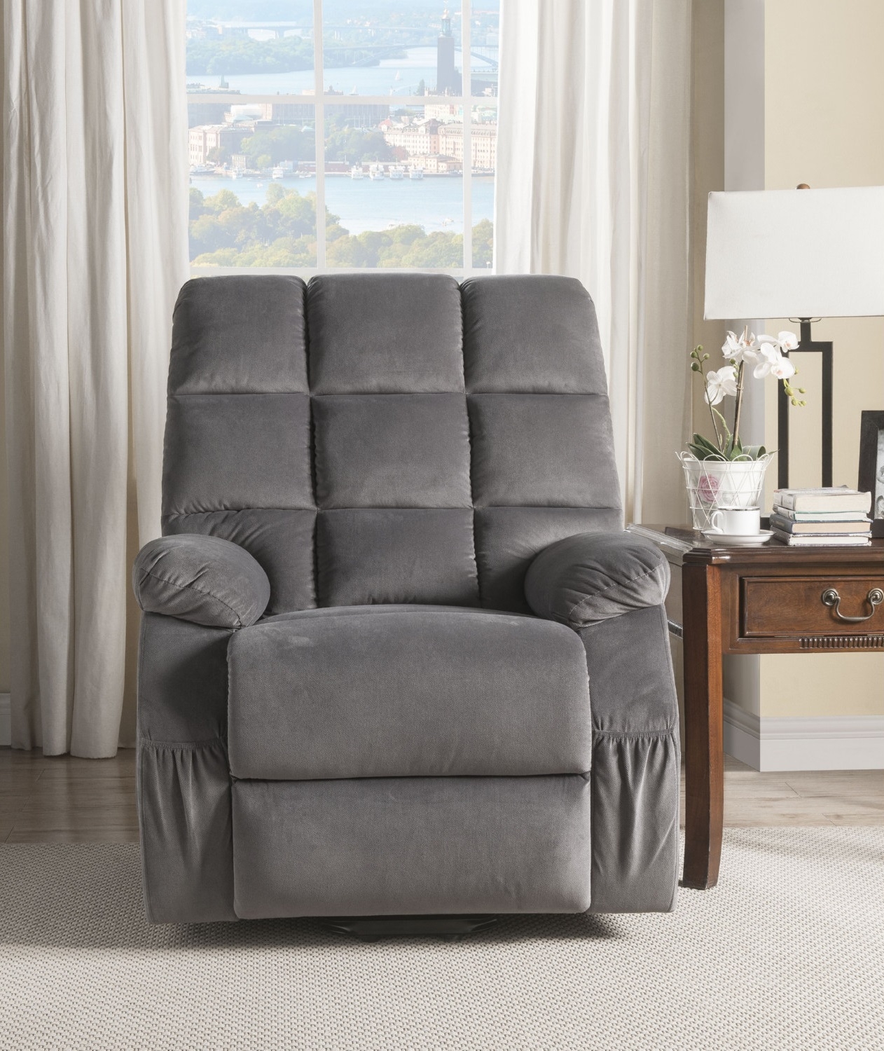Ipompea Velvet Power Recliner Chair w/Lift & Massage