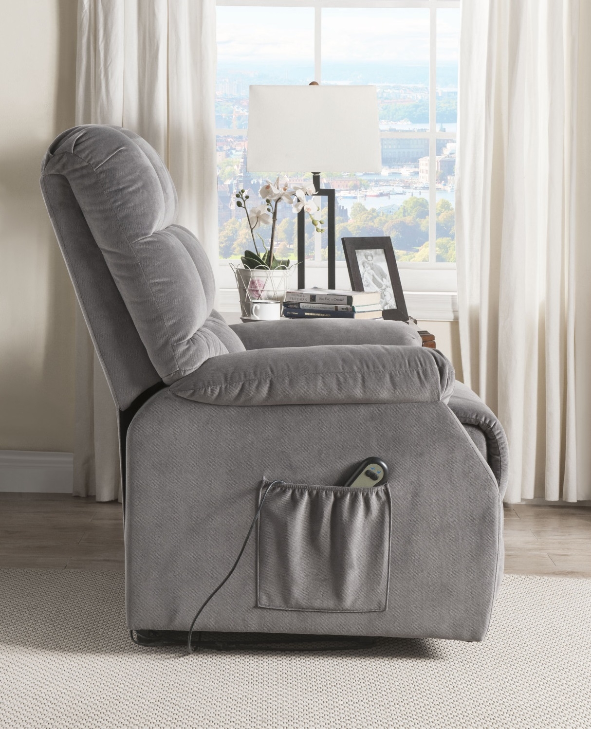 Ipompea Velvet Power Recliner Chair w/Lift & Massage