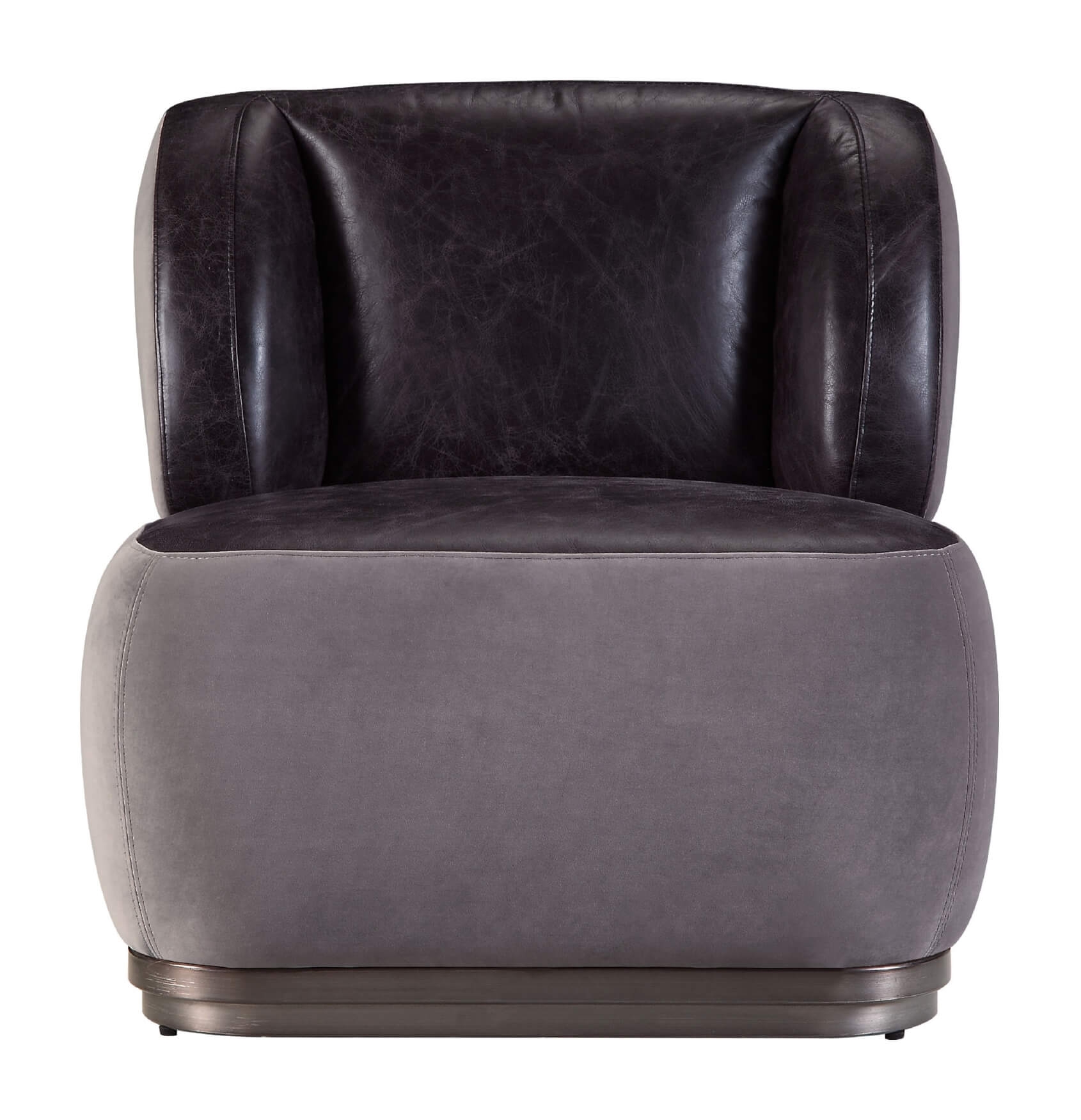 Decapree Top Grain Leather/Velvet  Accent Chair