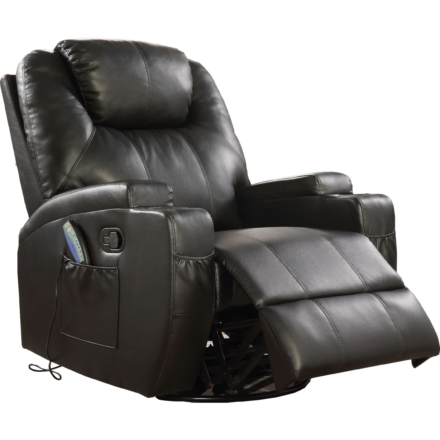 Waterlily Bonded Leather Swivel Rocker Recliner w/Massage