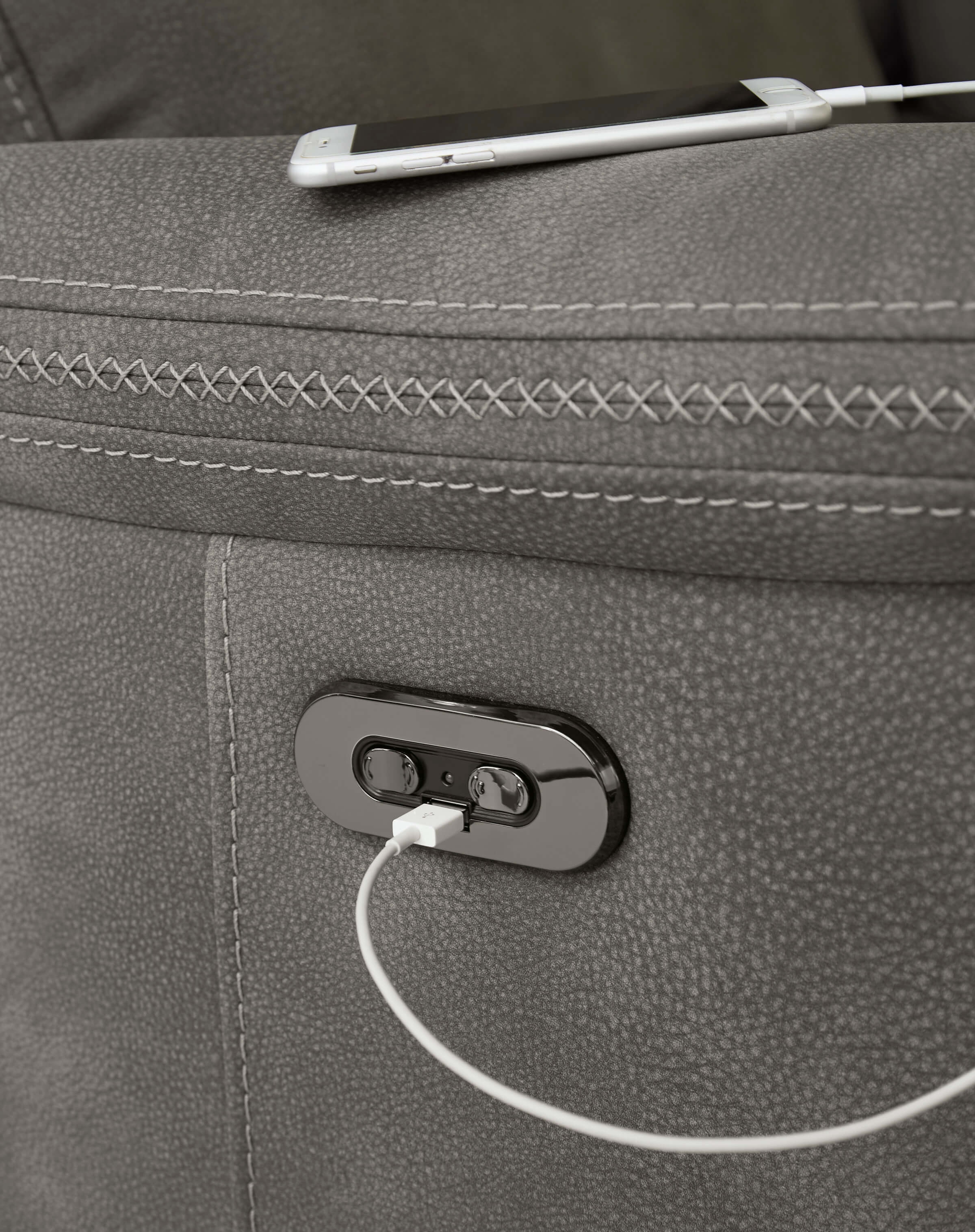 Ashley Next-Gen DuraPella Slate Chair USB Port