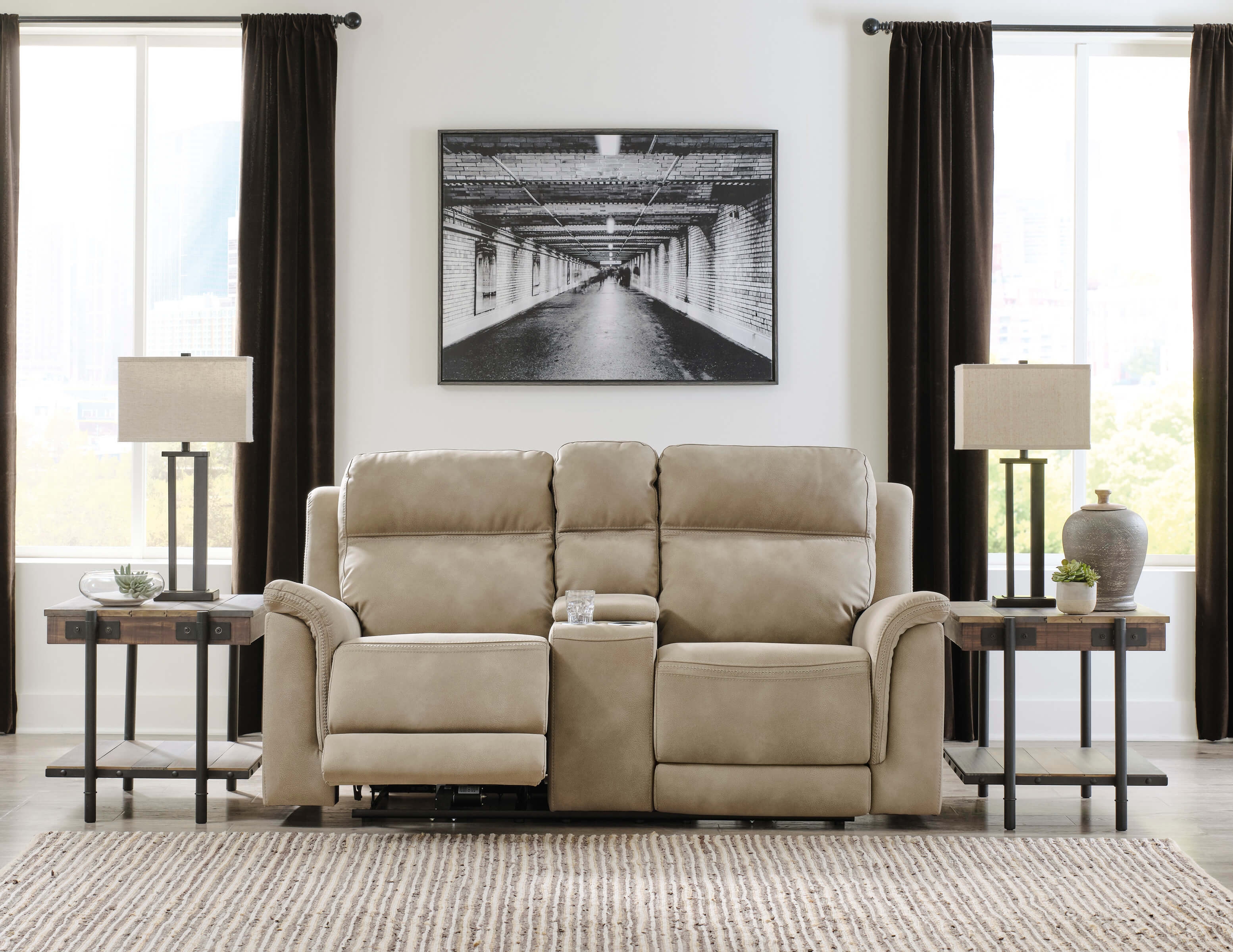 Next-Gen DuraPella Polyester/PU Power Reclining Loveseat w/Console