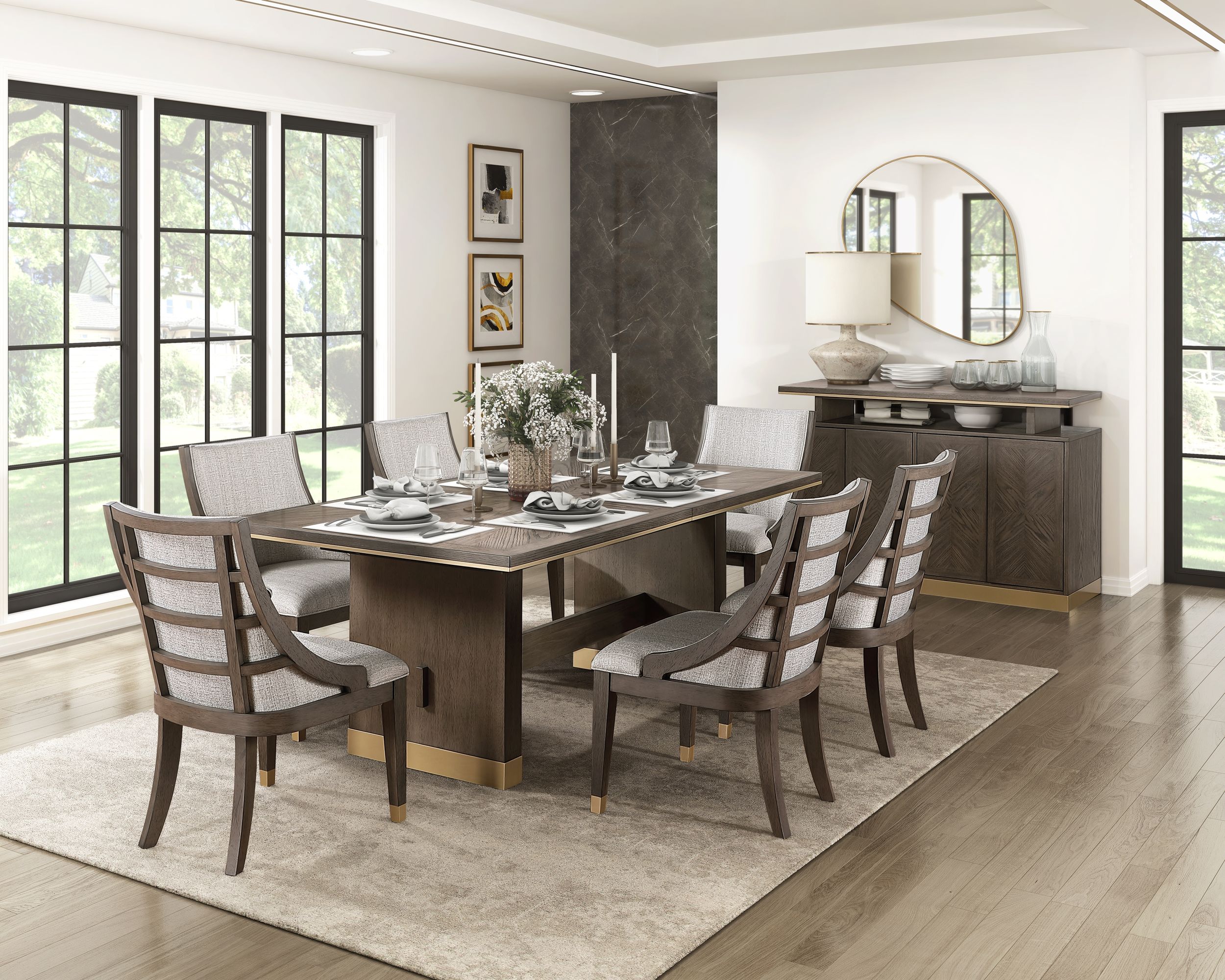 Griffin Rectangular Extendable Wood/Metal Dining Table