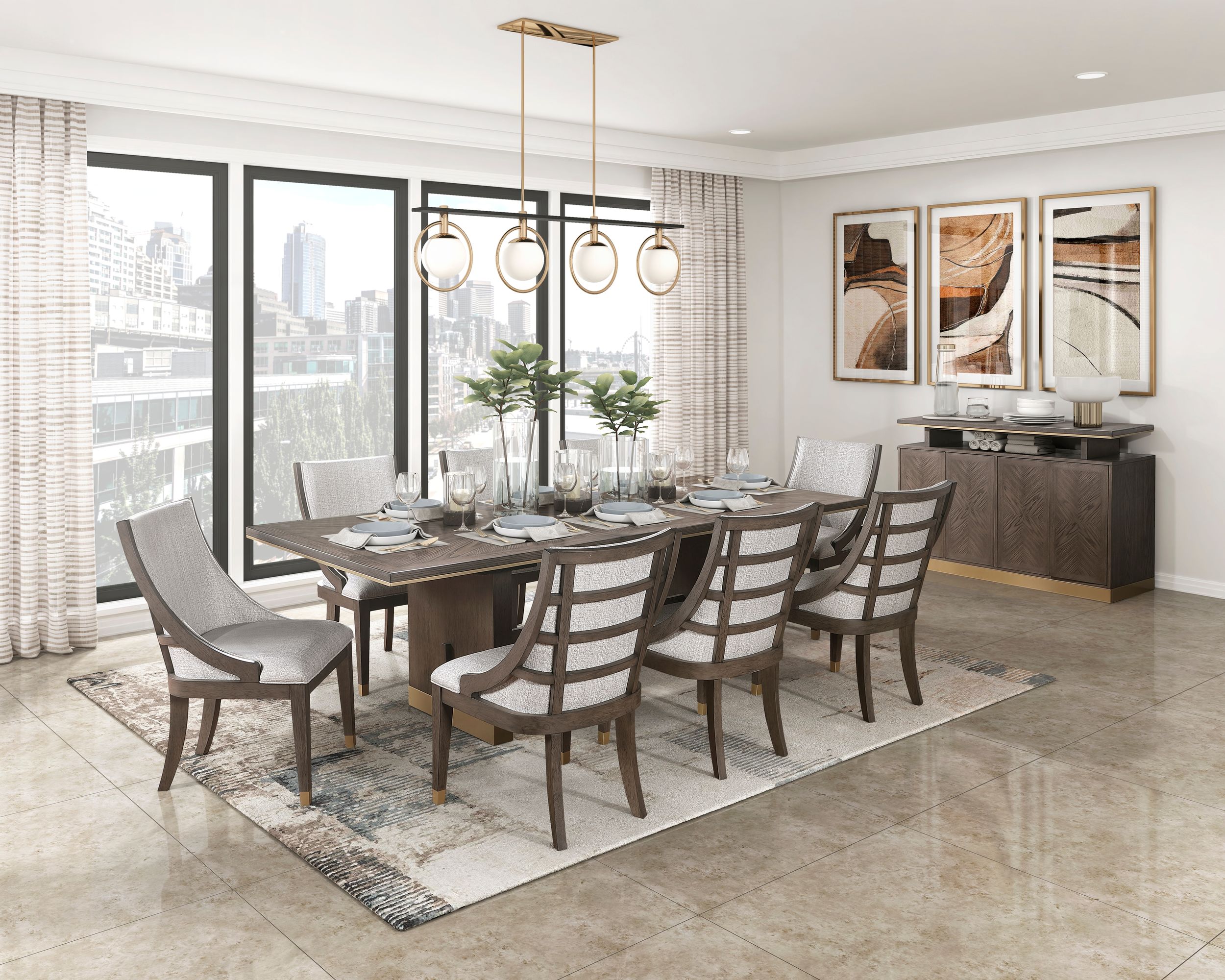 Griffin Rectangular Extendable Wood/Metal Dining Table