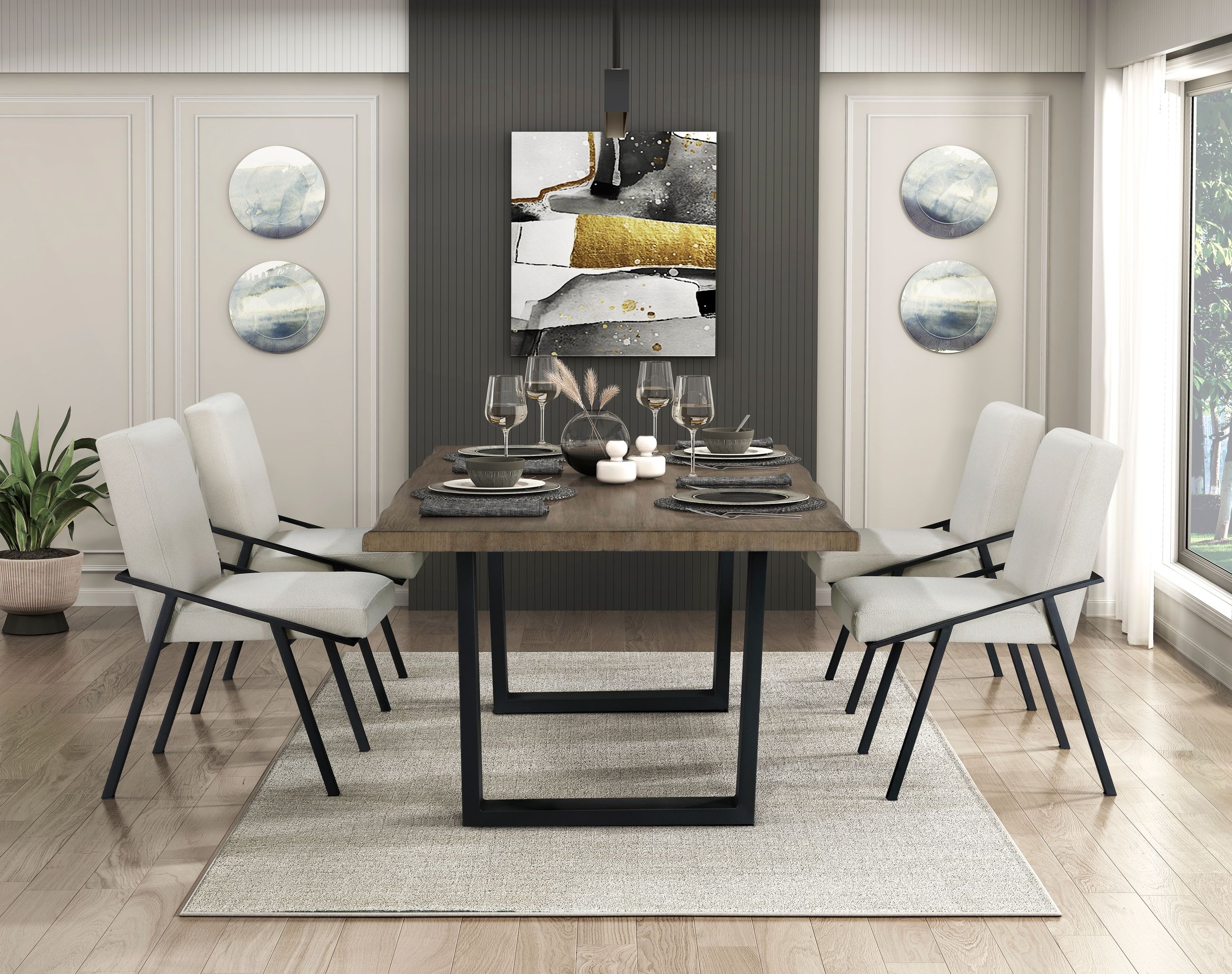 Rochelle Rectangular Wood/Metal Dining Table