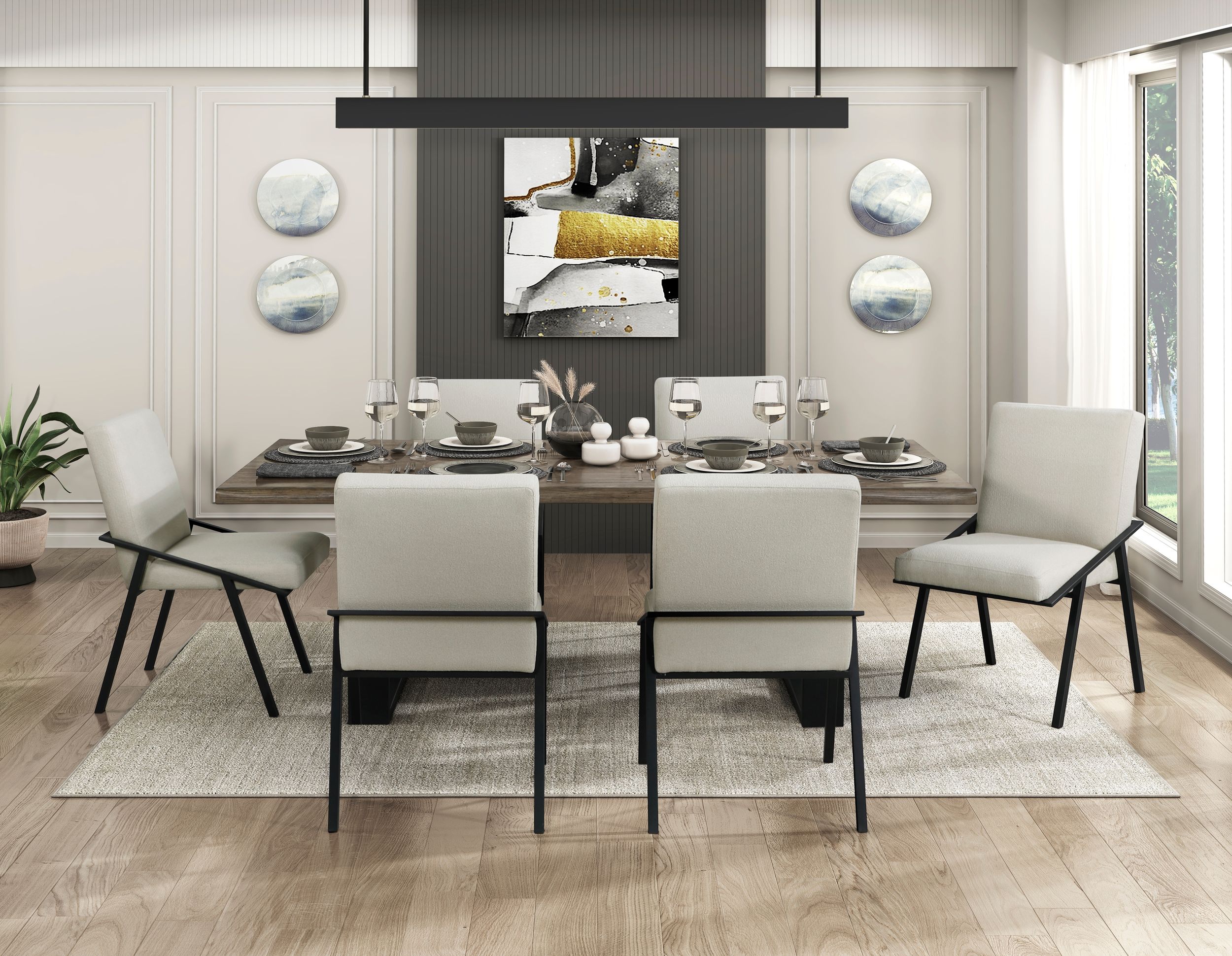 Rochelle Rectangular Wood/Metal Dining Room Set