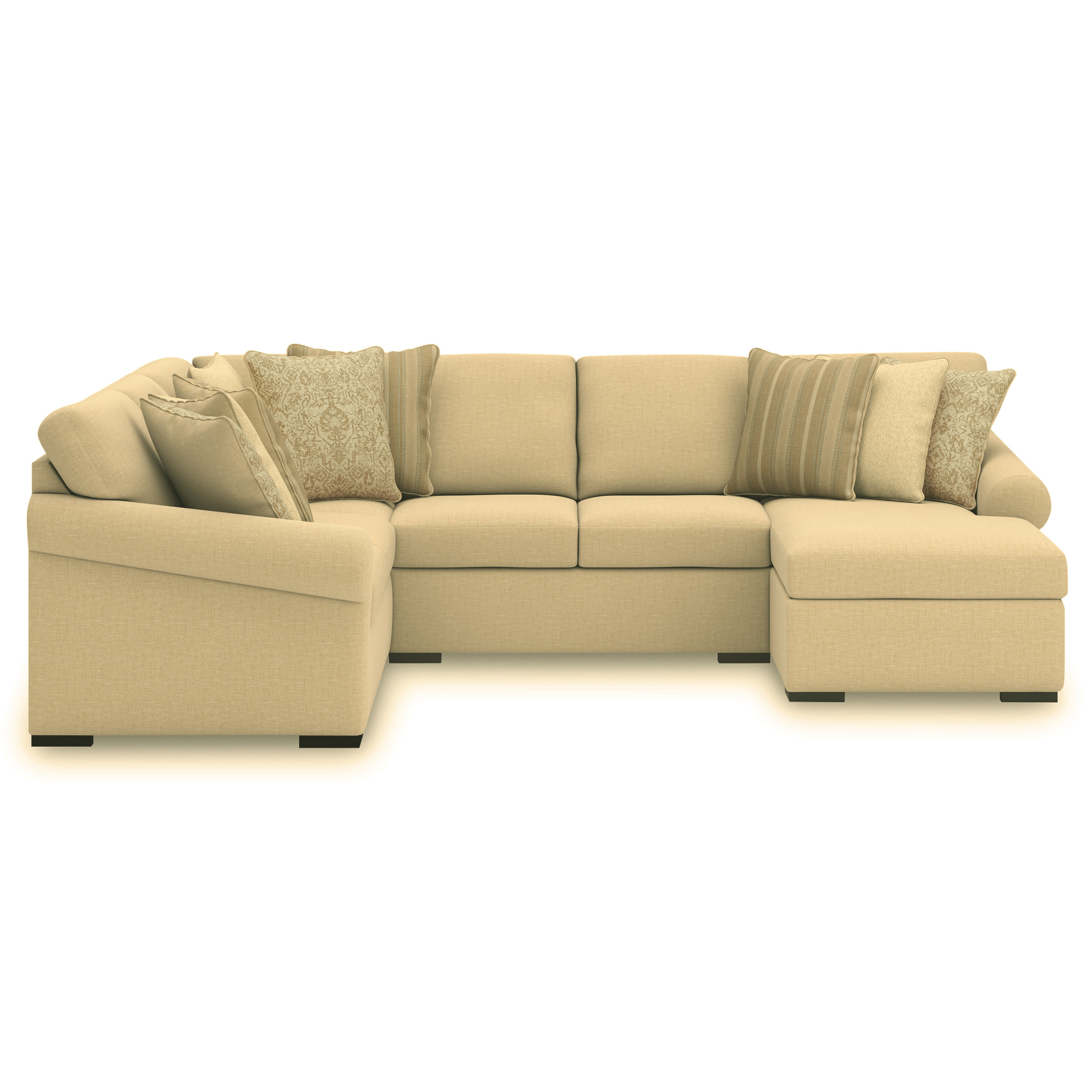 LadyMae Fabric 4-Piece U-Shaped Sectional Sofa w/Right Chaise